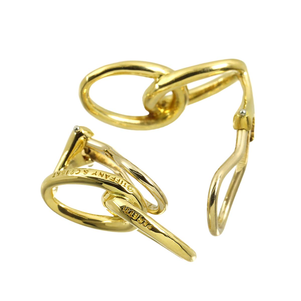 Double loop Earrings Clip on 18K Yellow Gold 750