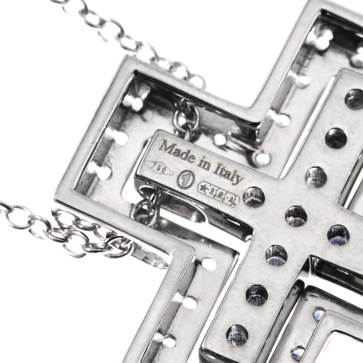 Belle Epoque Sapphire Diamond Cross Necklace 18K White Gold 750