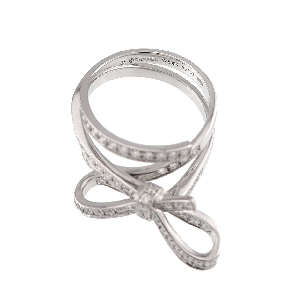 CHANEL Ruban Diamond Ring 18K WG White Gold 750 Sise57 7.75-8(US)