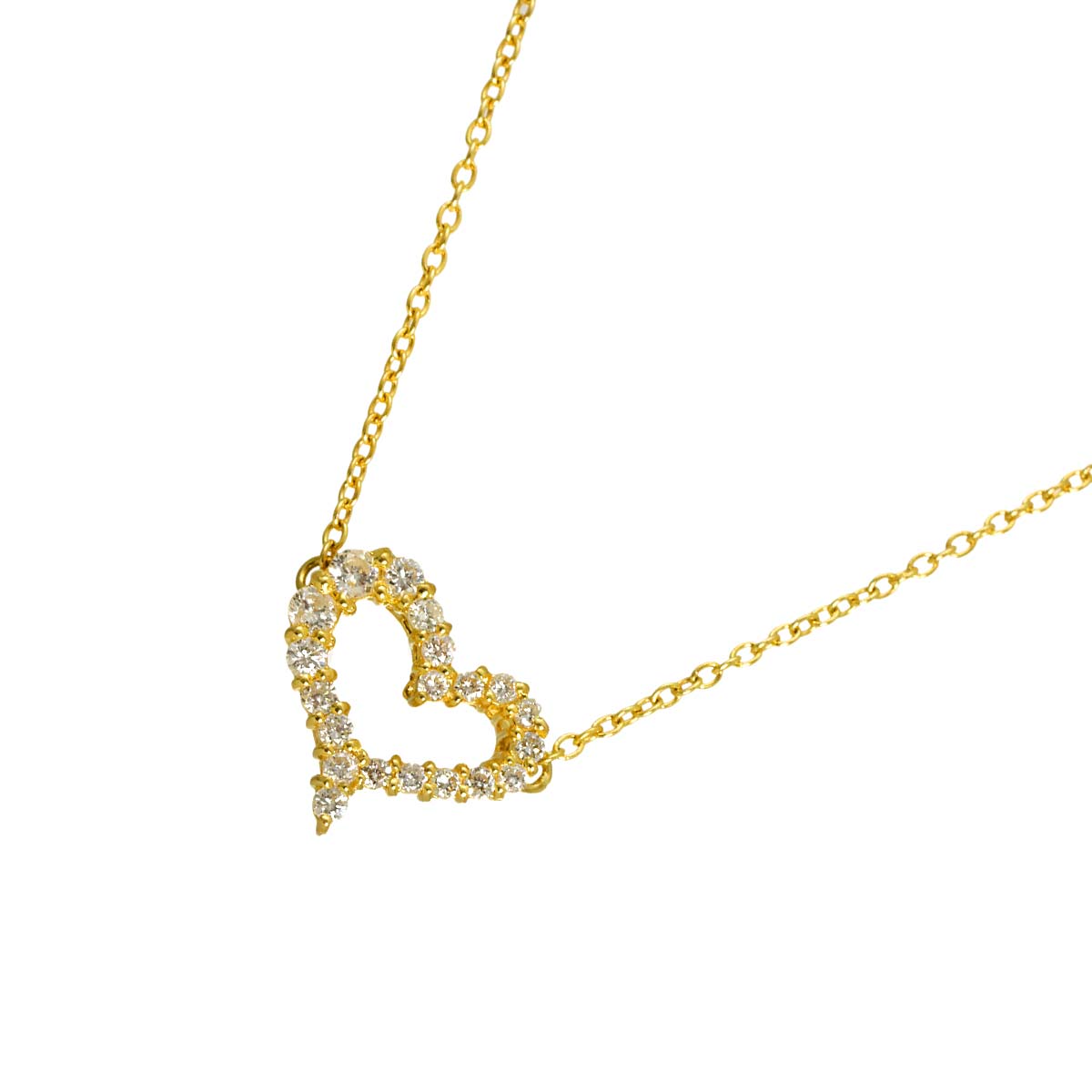 Heart Diamond Necklace 18K Yellow Gold 750