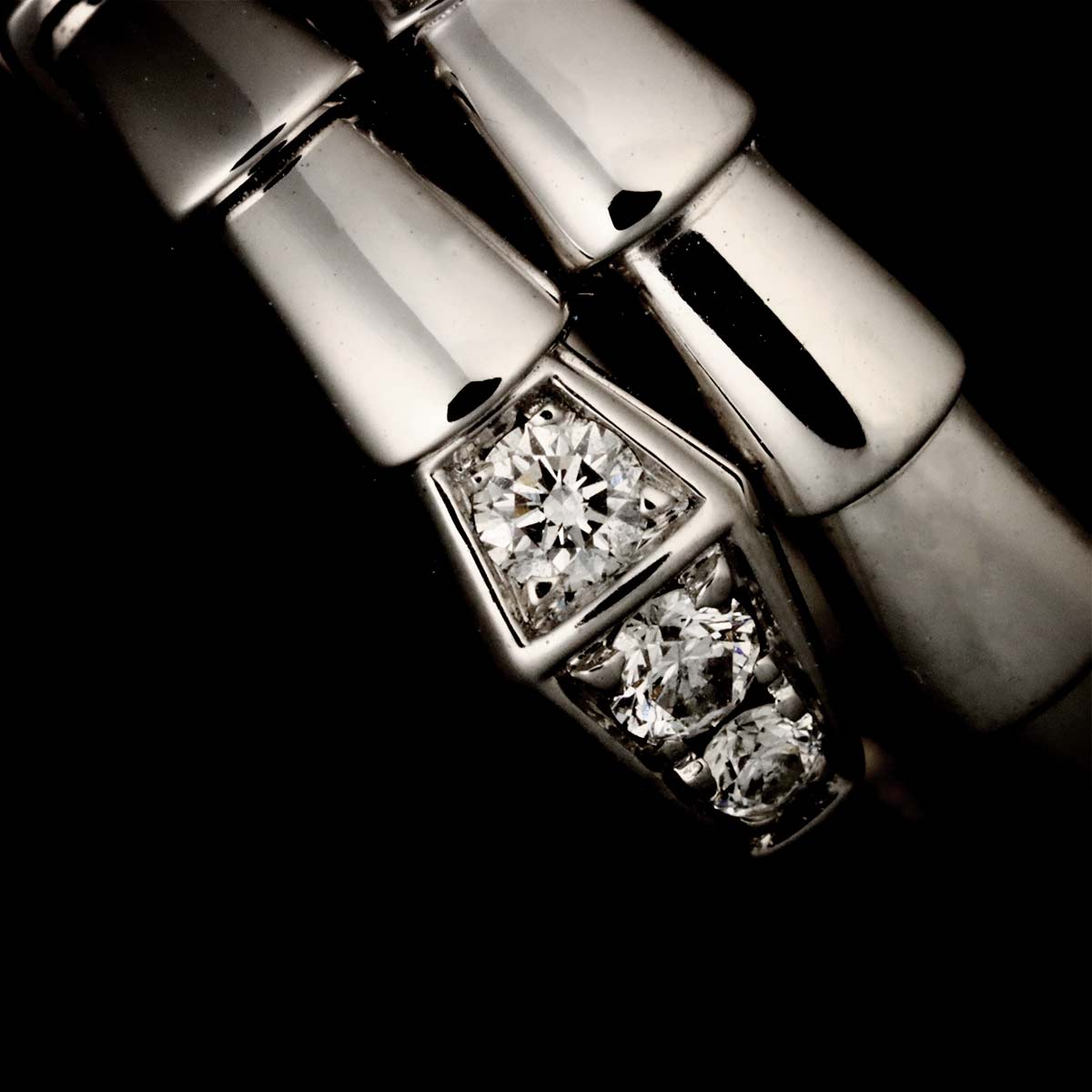 Serpenti Viper Diamond Ring 18K WG 750 size48-50 4.75-5(US)