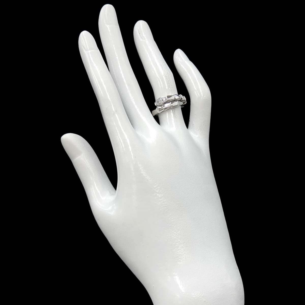 Serpenti Viper Diamond Ring 18K WG 750 size48-50 4.75-5(US)
