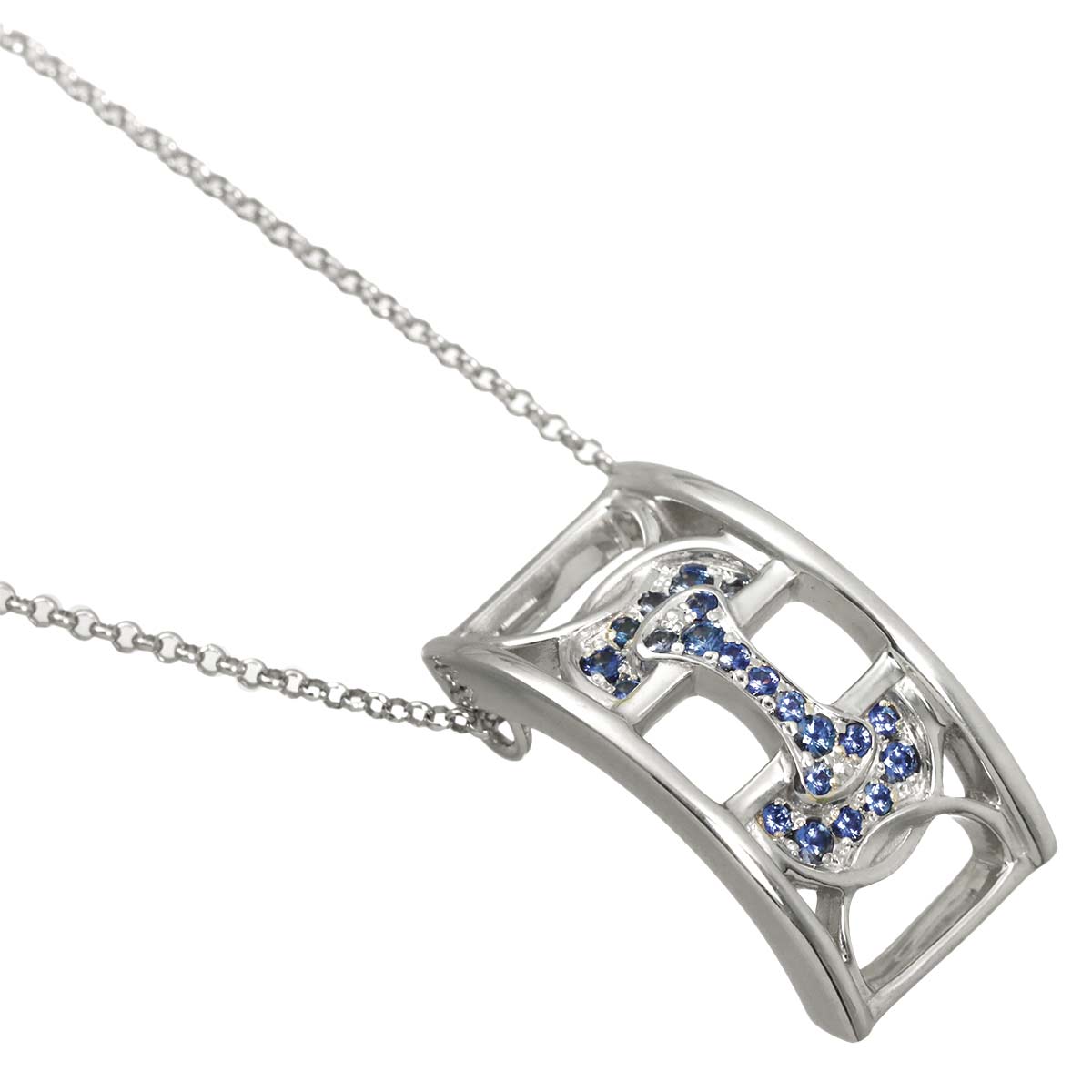 Sapphire Necklace 18K White Gold 750
