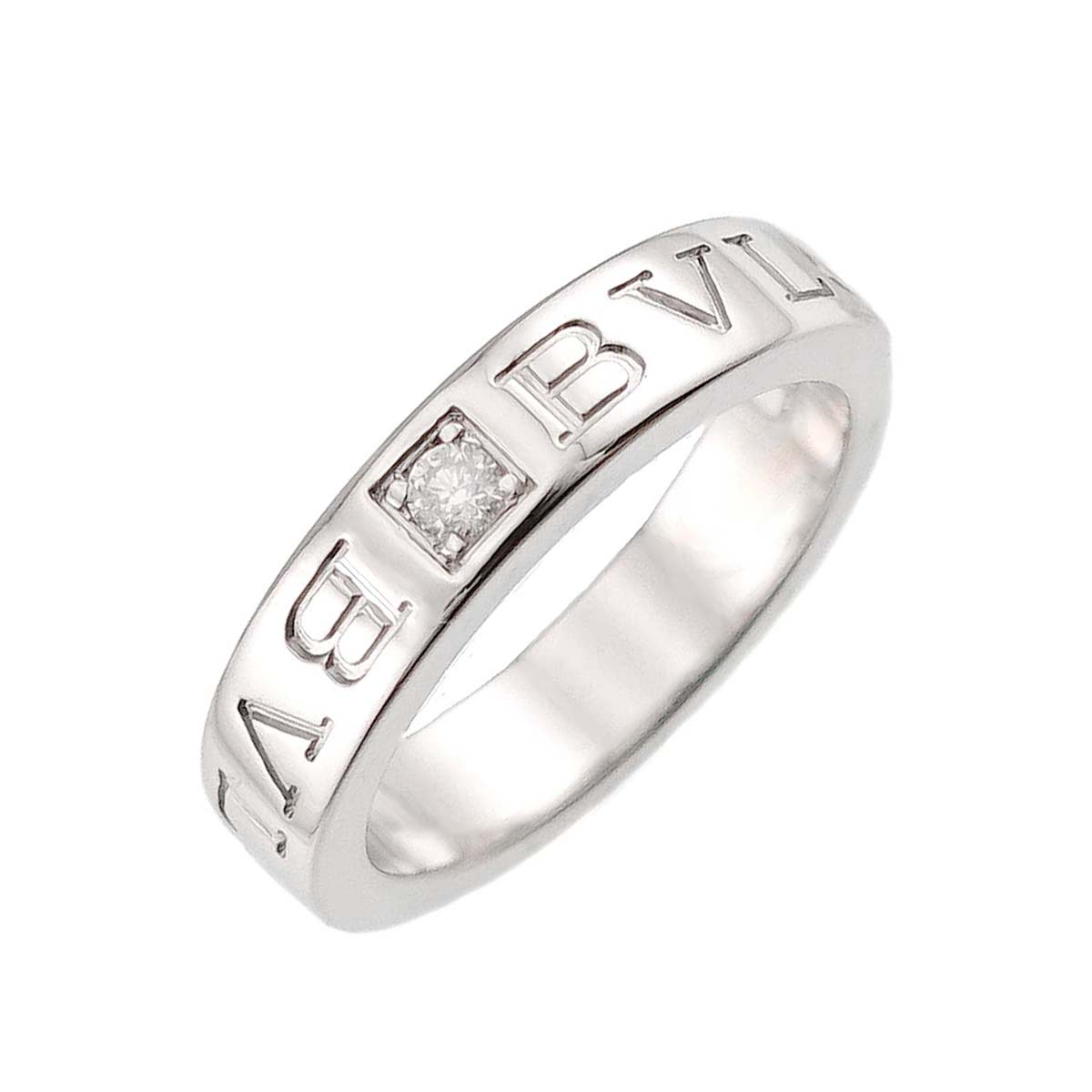 Double Logo Diamond Ring 18K White Gold 750 4-4.5(US)