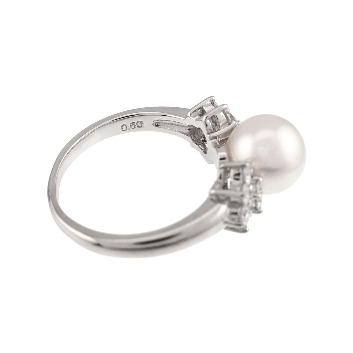 Akoya Pearl 8.5mm Diamond 0.50ct Ring Pt size6(US)