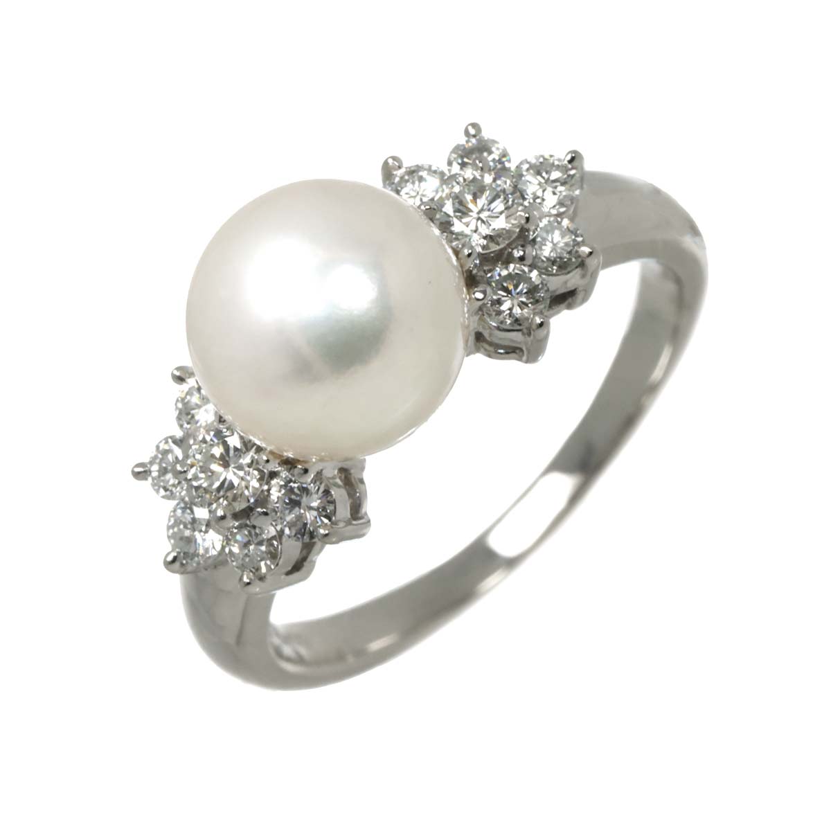 Akoya Pearl 8.5mm Diamond 0.50ct Ring Pt size6(US)