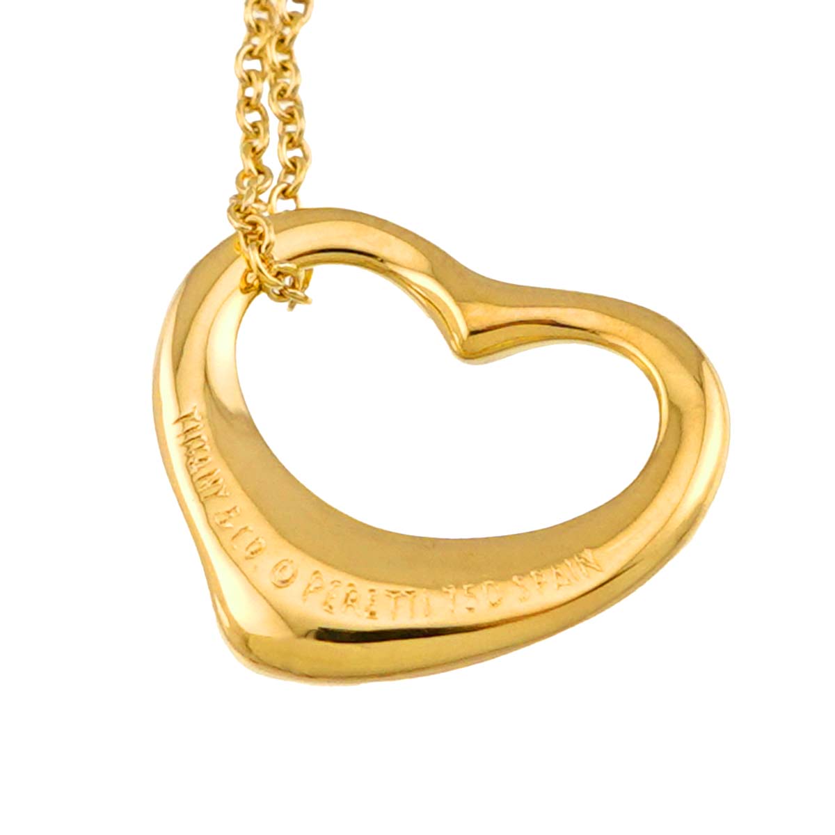 Open Heart Diamond Necklace 18K Yellow Gold 750
