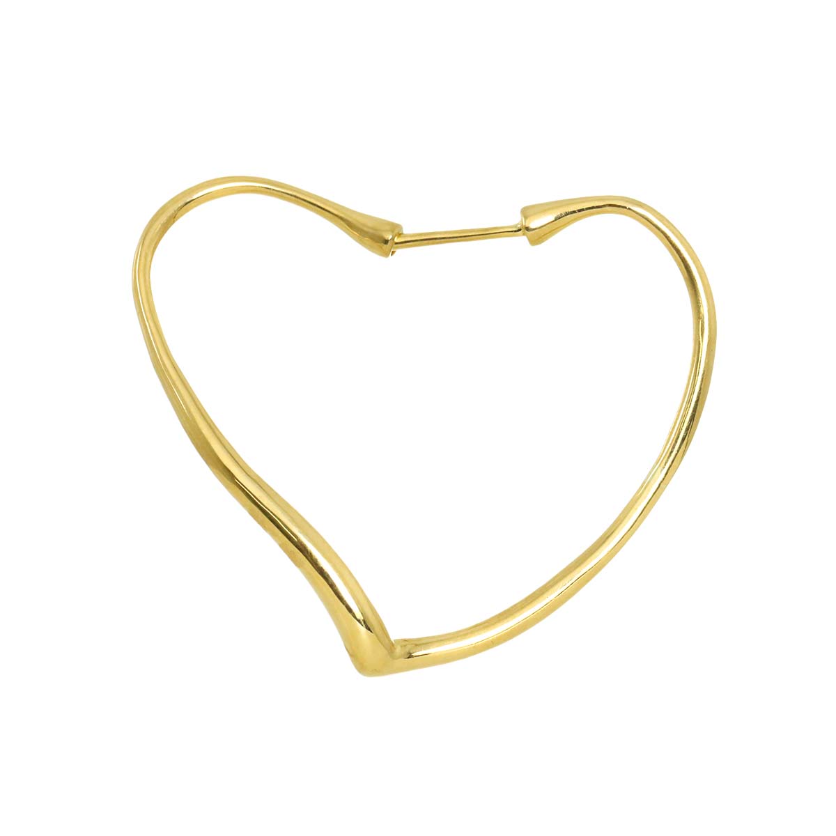 Open Heart Earring Pierced 18K YG 750 One Piece only