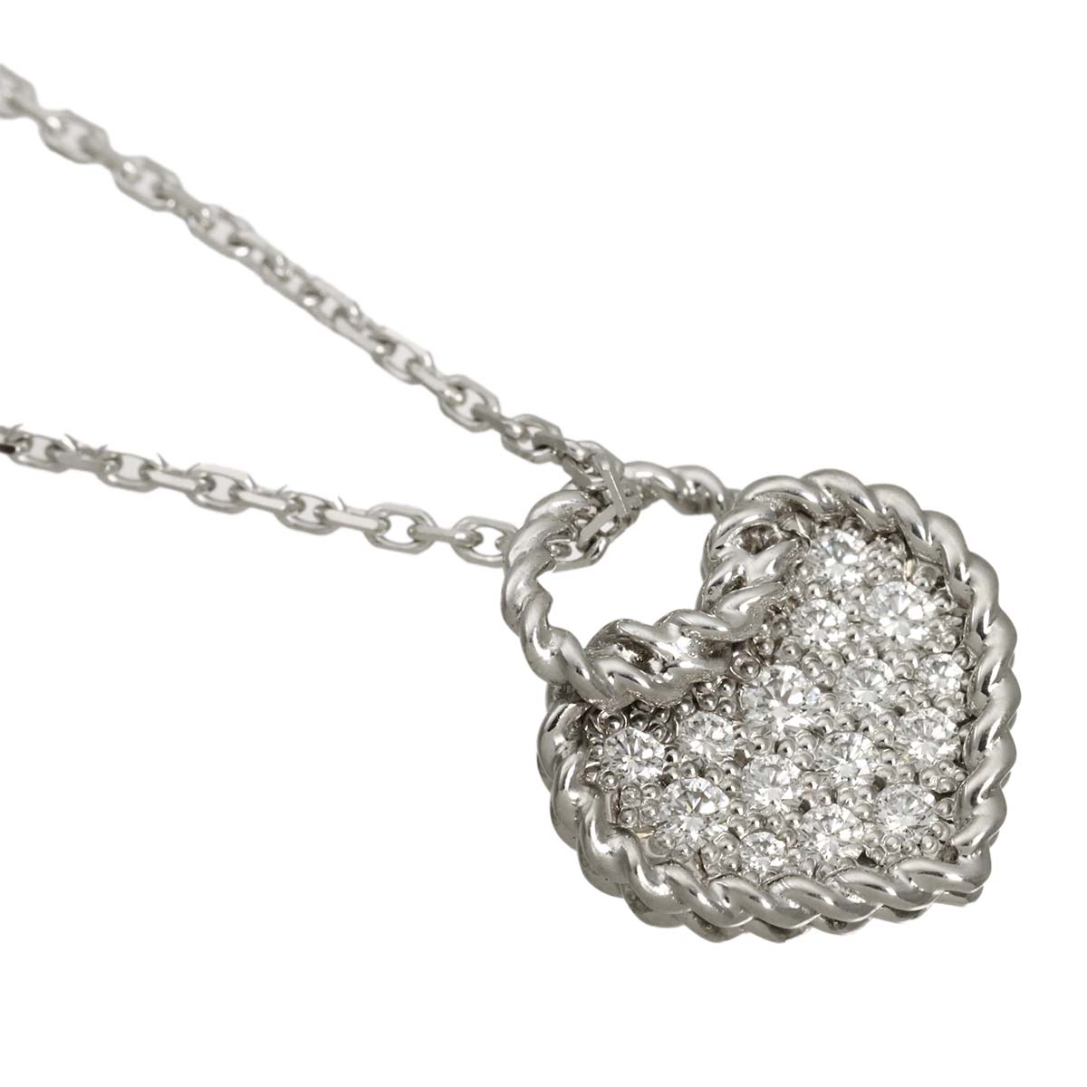 Torta Heart Pave Diamond Necklace 18K WG 750