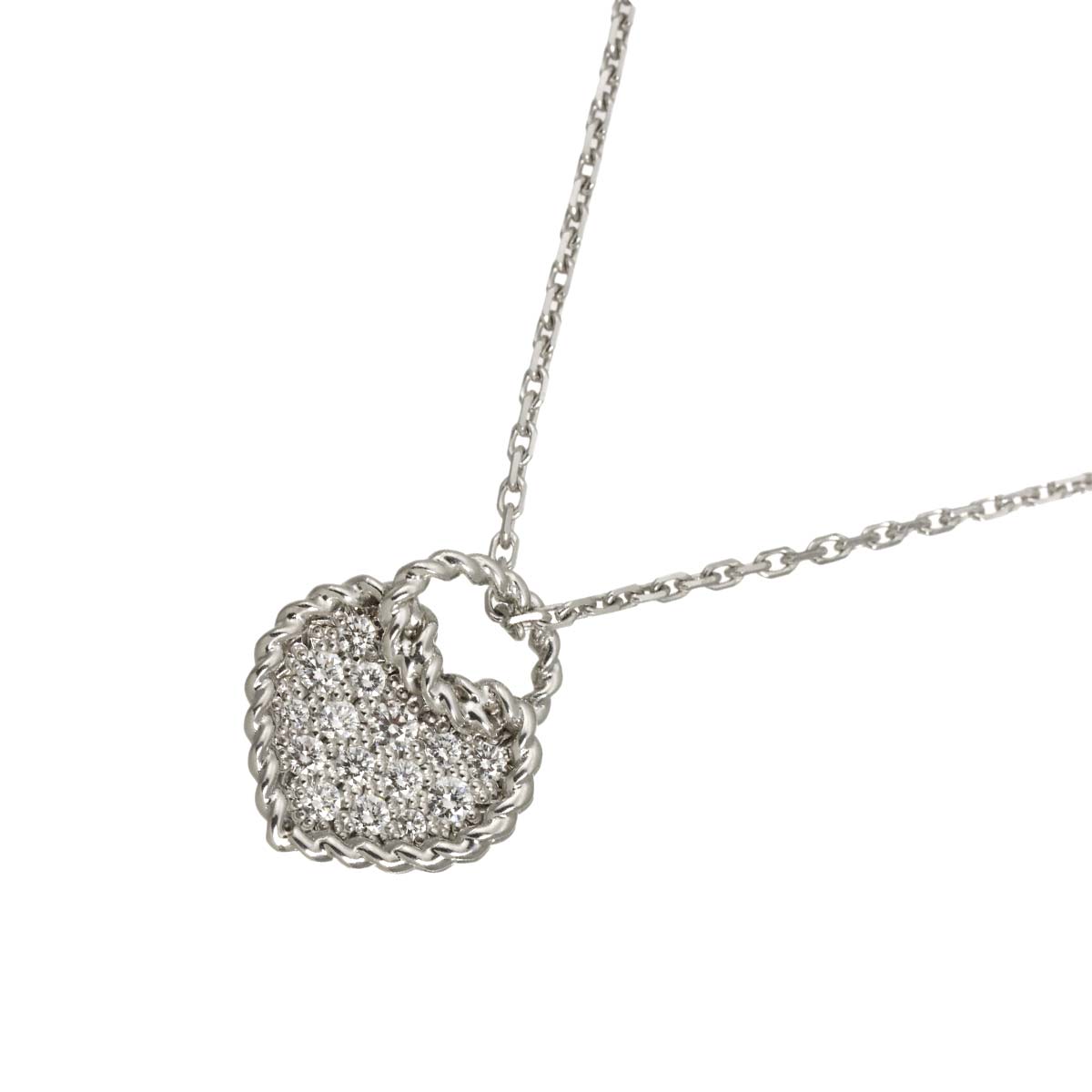Torta Heart Pave Diamond Necklace 18K WG 750