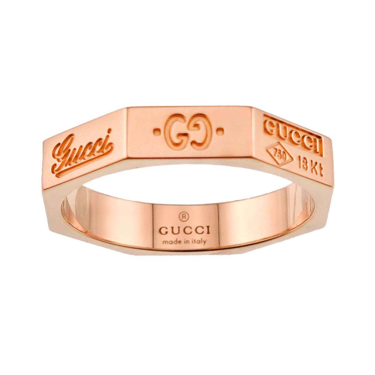 Octagonal Ring 18K Pink Gold 750 size10 5-5.25(US)
