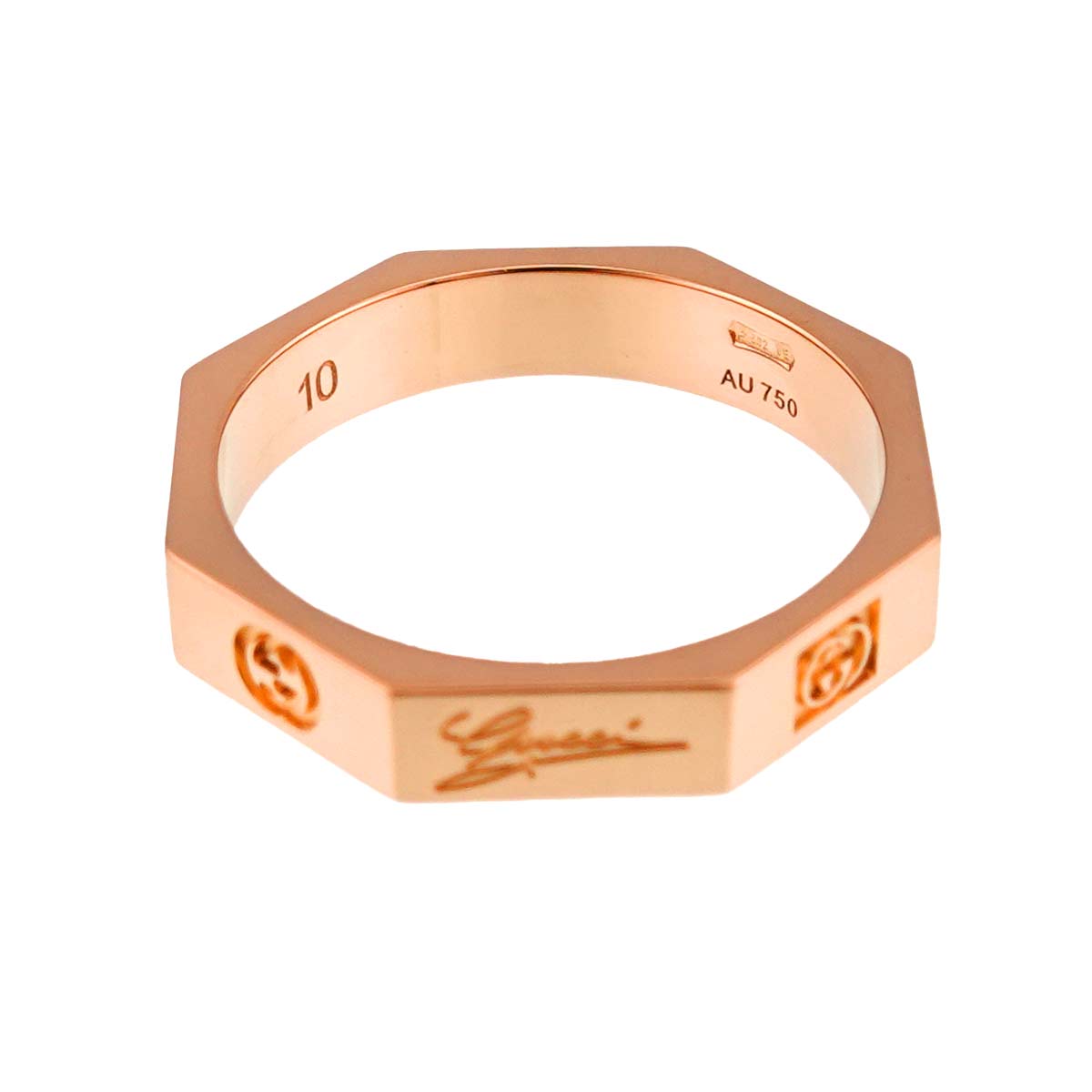 Octagonal Ring 18K Pink Gold 750 size10 5-5.25(US)