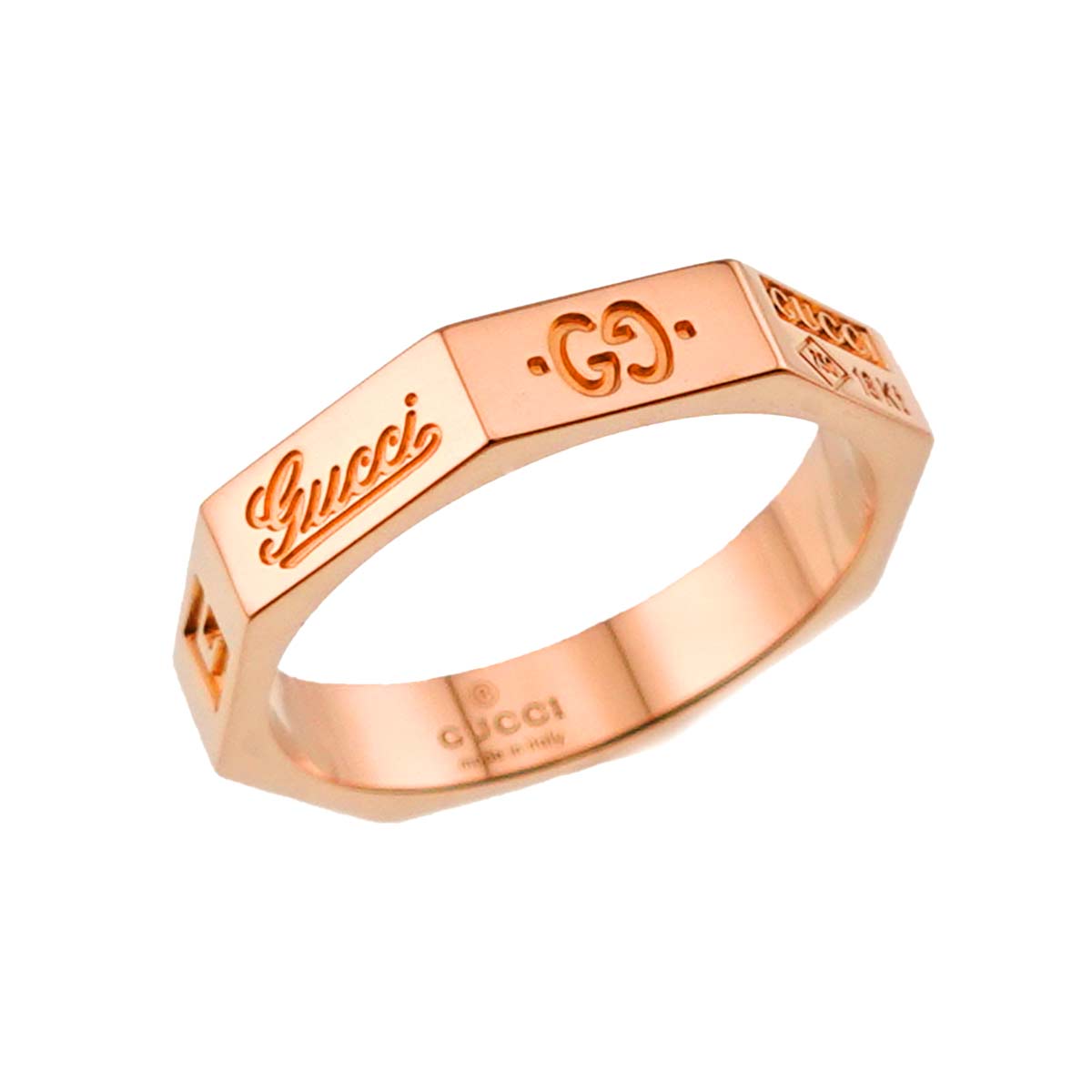 Octagonal Ring 18K Pink Gold 750 size10 5-5.25(US)