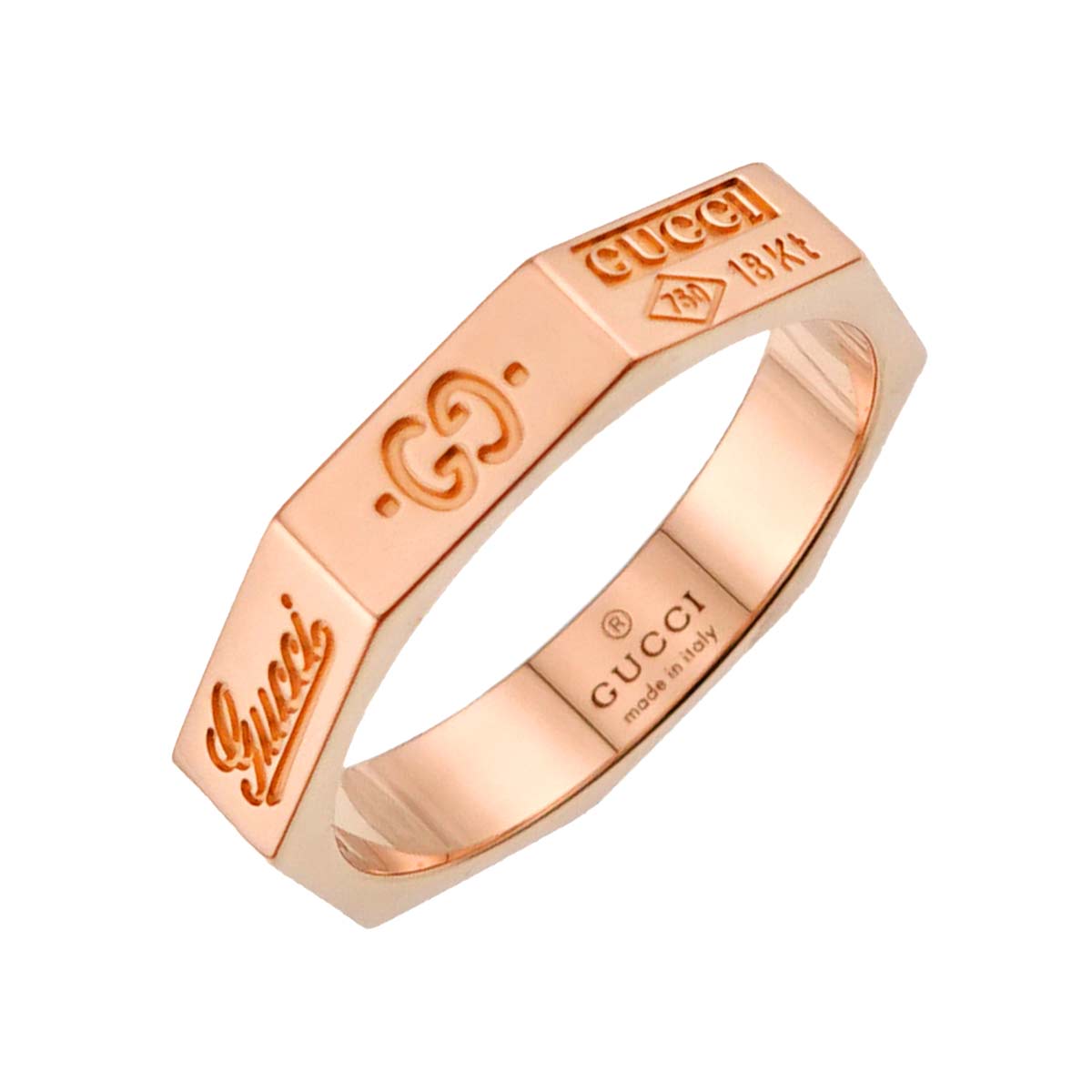 Octagonal Ring 18K Pink Gold 750 size10 5-5.25(US)
