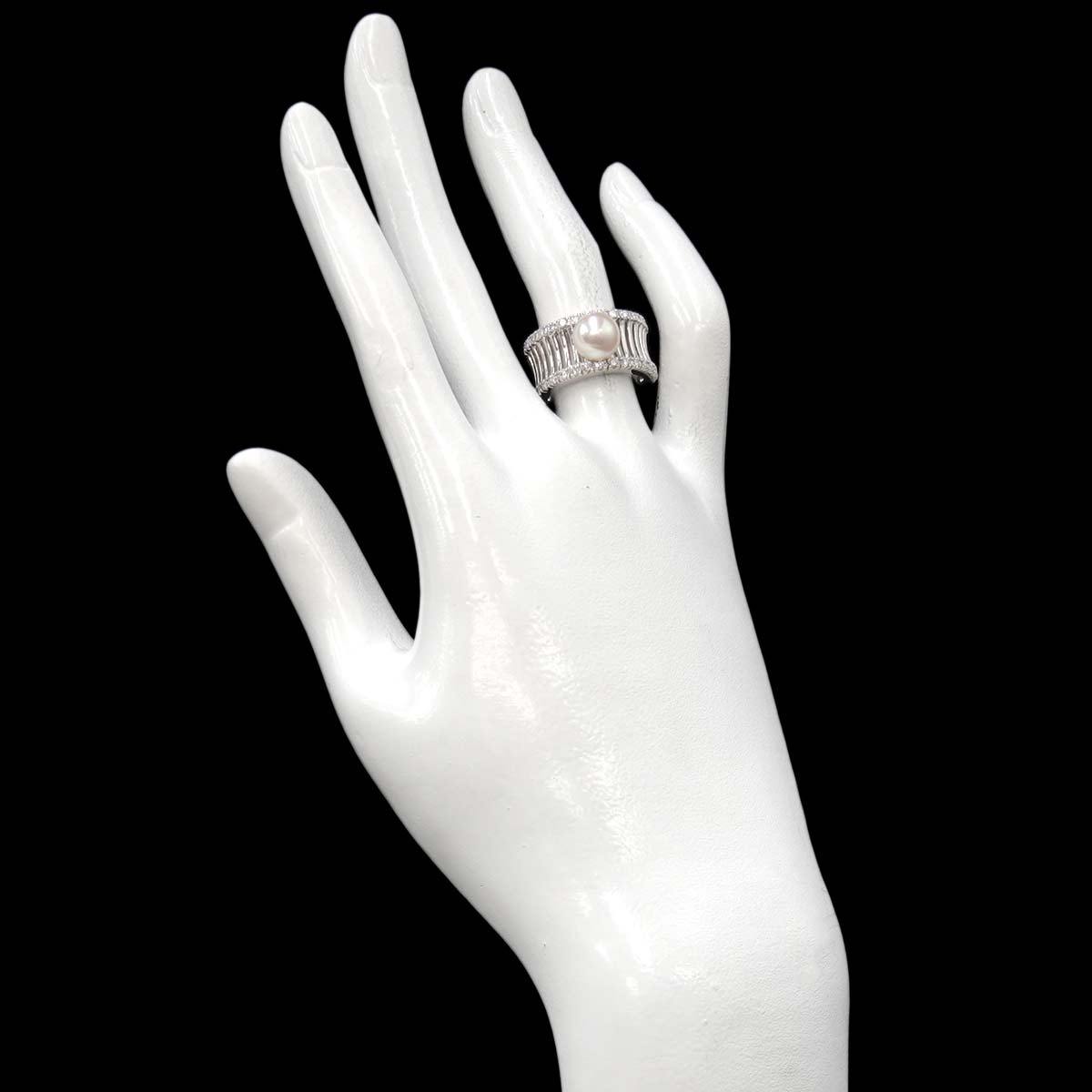 Akoya Pearl 7.6mm Diamond Ring Platinum size5.25(US)