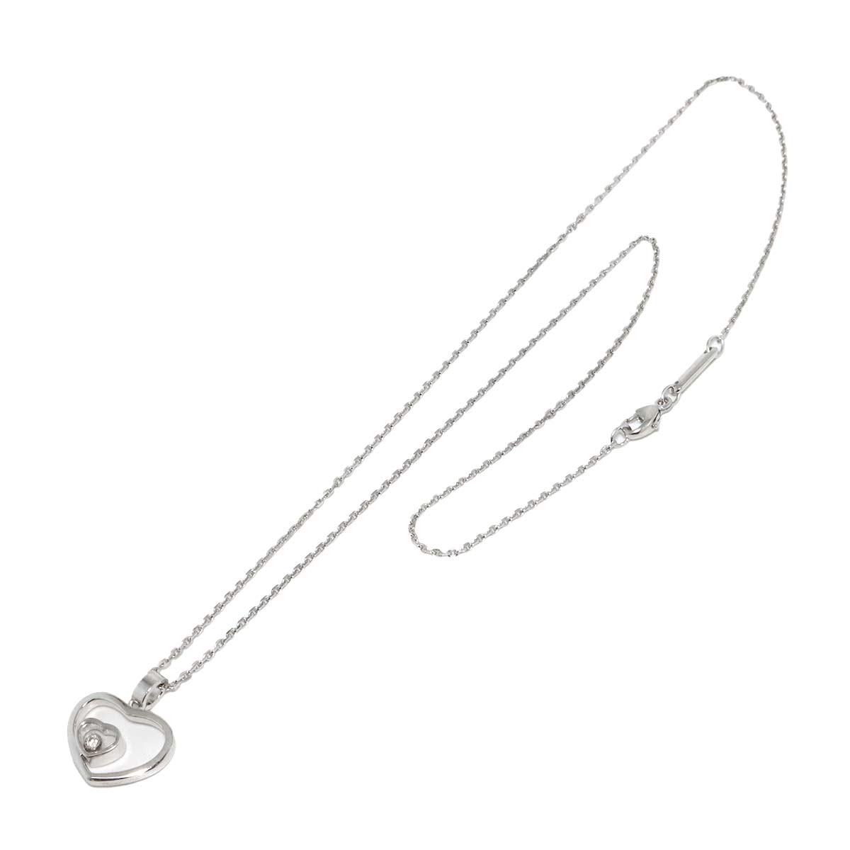 Happy Diamond Heart Necklace 18K White Gold 750