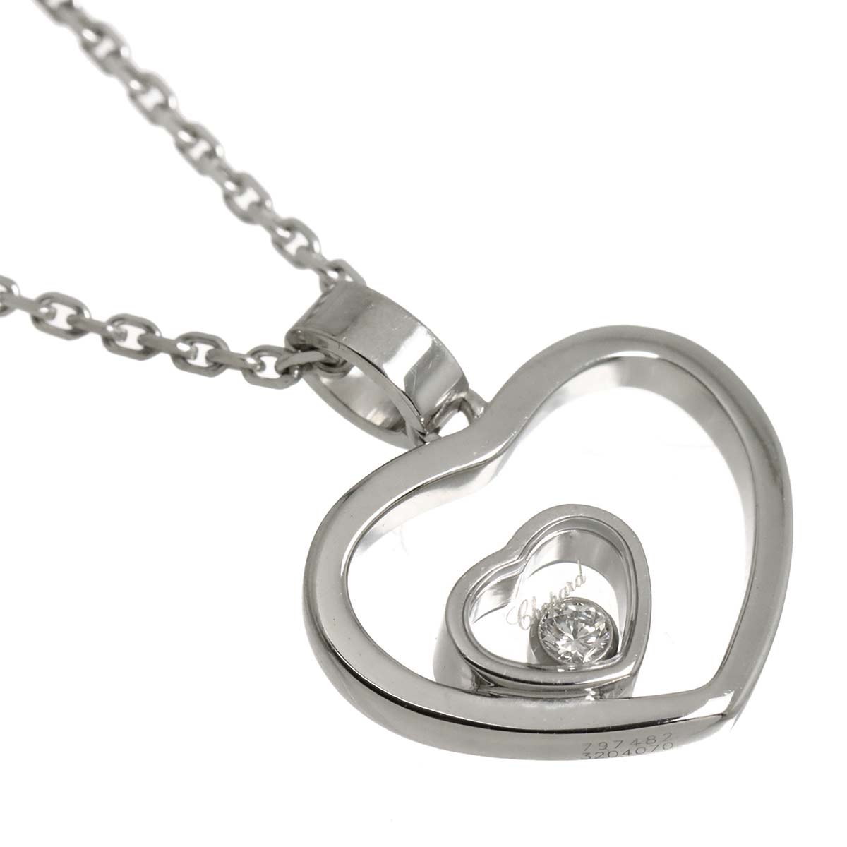 Happy Diamond Heart Necklace 18K White Gold 750