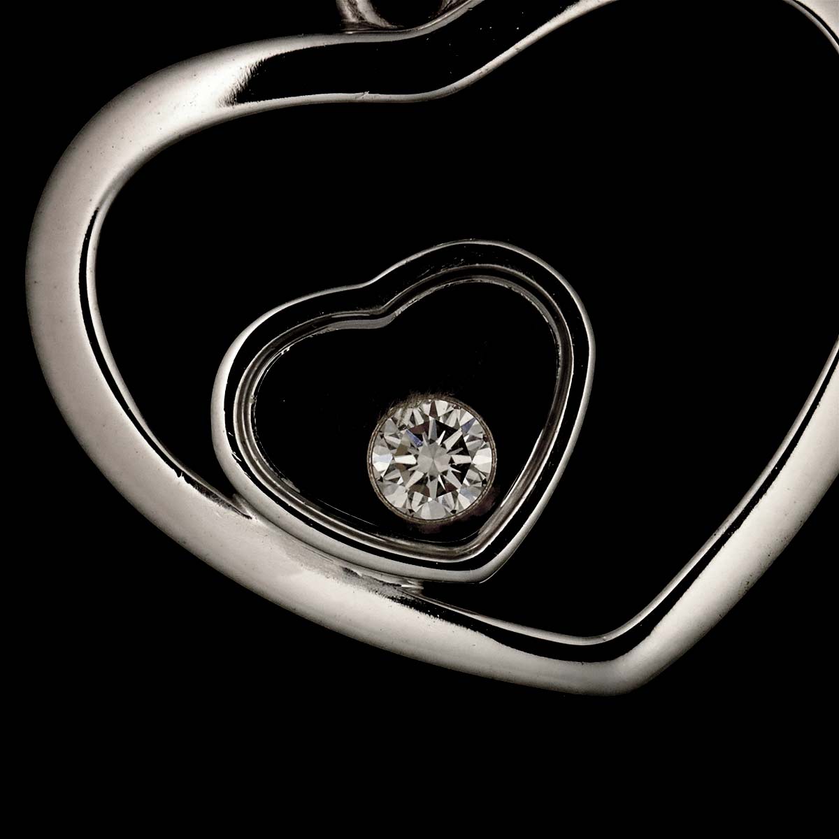 Happy Diamond Heart Necklace 18K White Gold 750