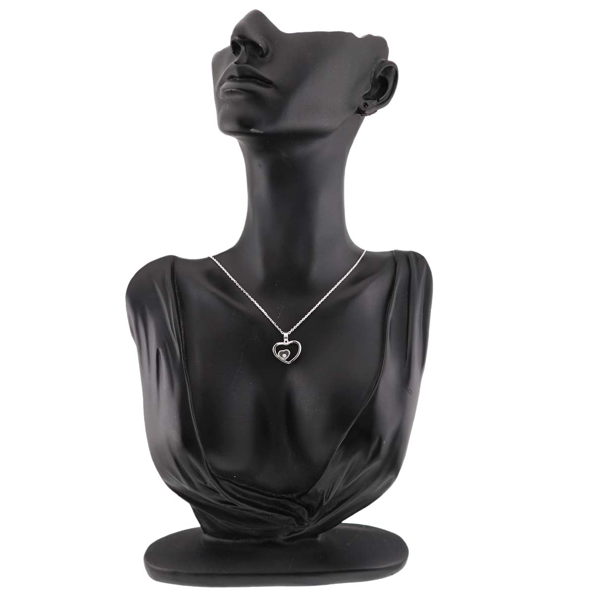Happy Diamond Heart Necklace 18K White Gold 750