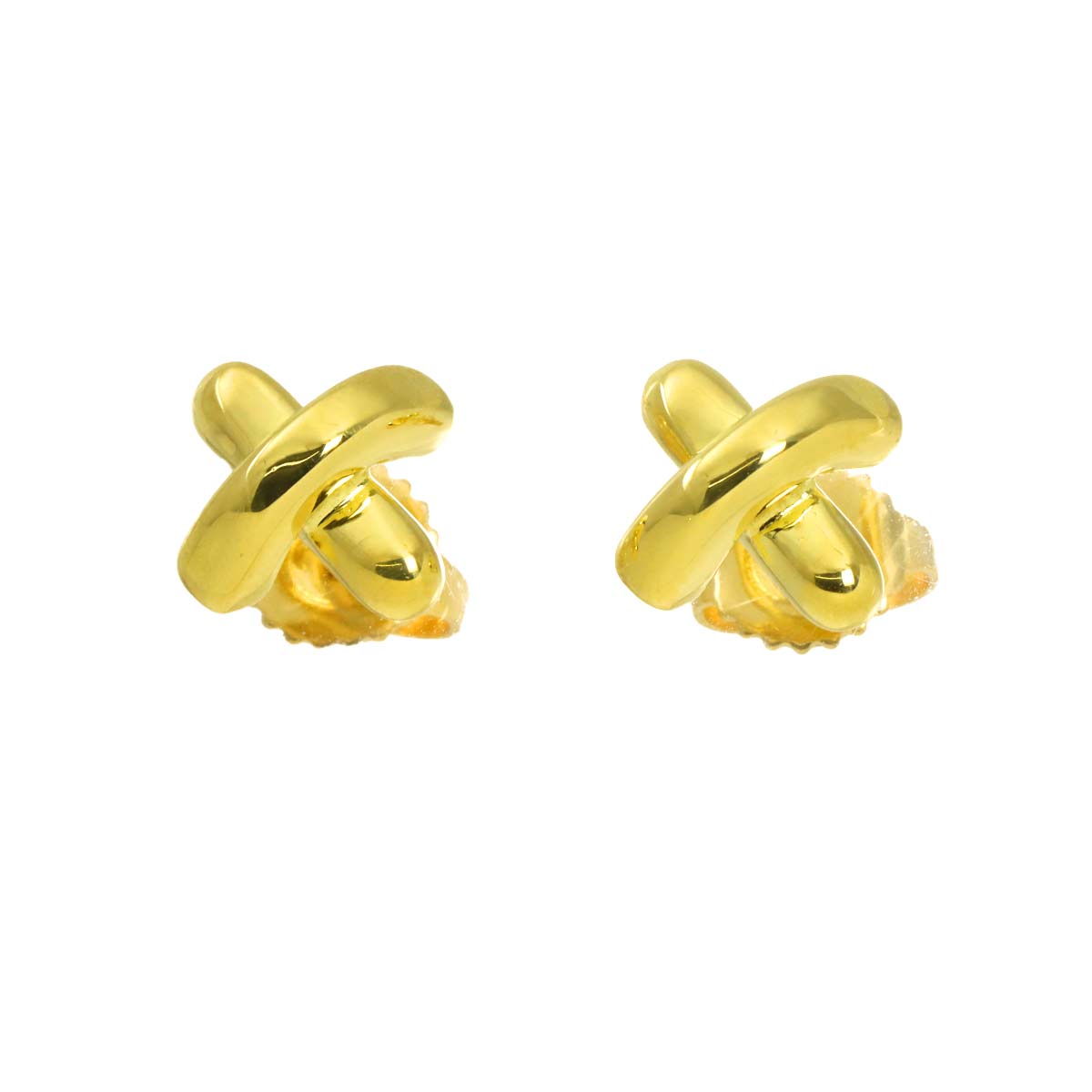 Cross stitch Earrings Pierced 18K Yellow Gold 750