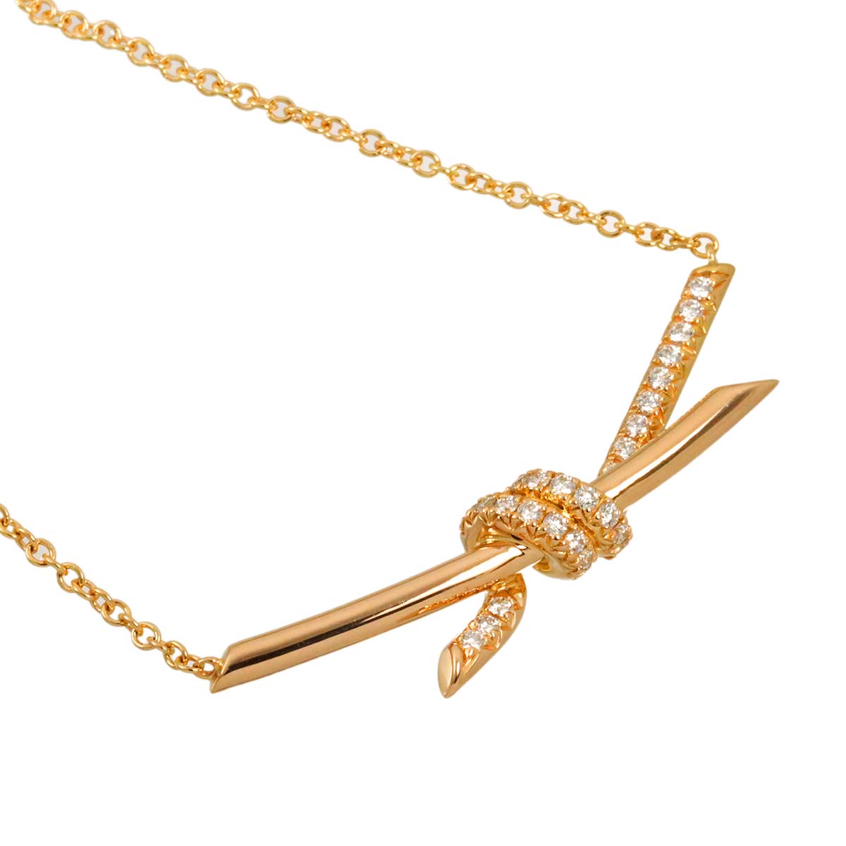 Knot Diamond 0.25ct Necklace 18K Pink Gold 750