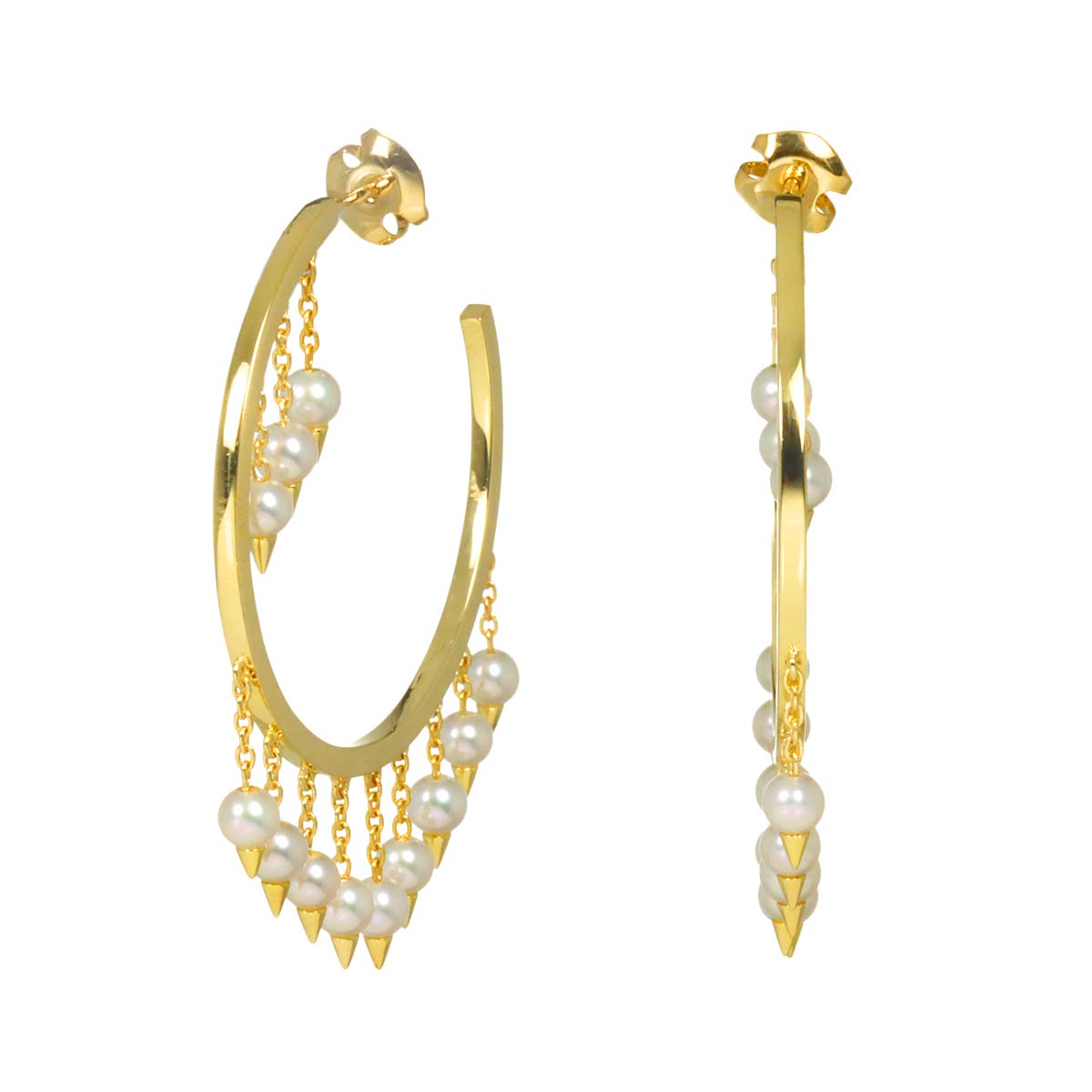 danger fringe Akoya Pearl 3.6mm Earrings Pierced 18K YG 750
