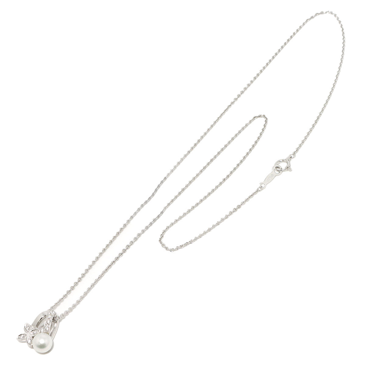 Akoya Pearl 5.5mm Diamond Necklace 18K White Gold 750