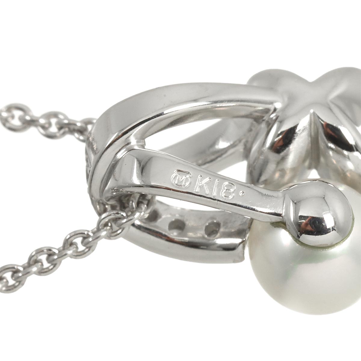 Akoya Pearl 5.5mm Diamond Necklace 18K White Gold 750