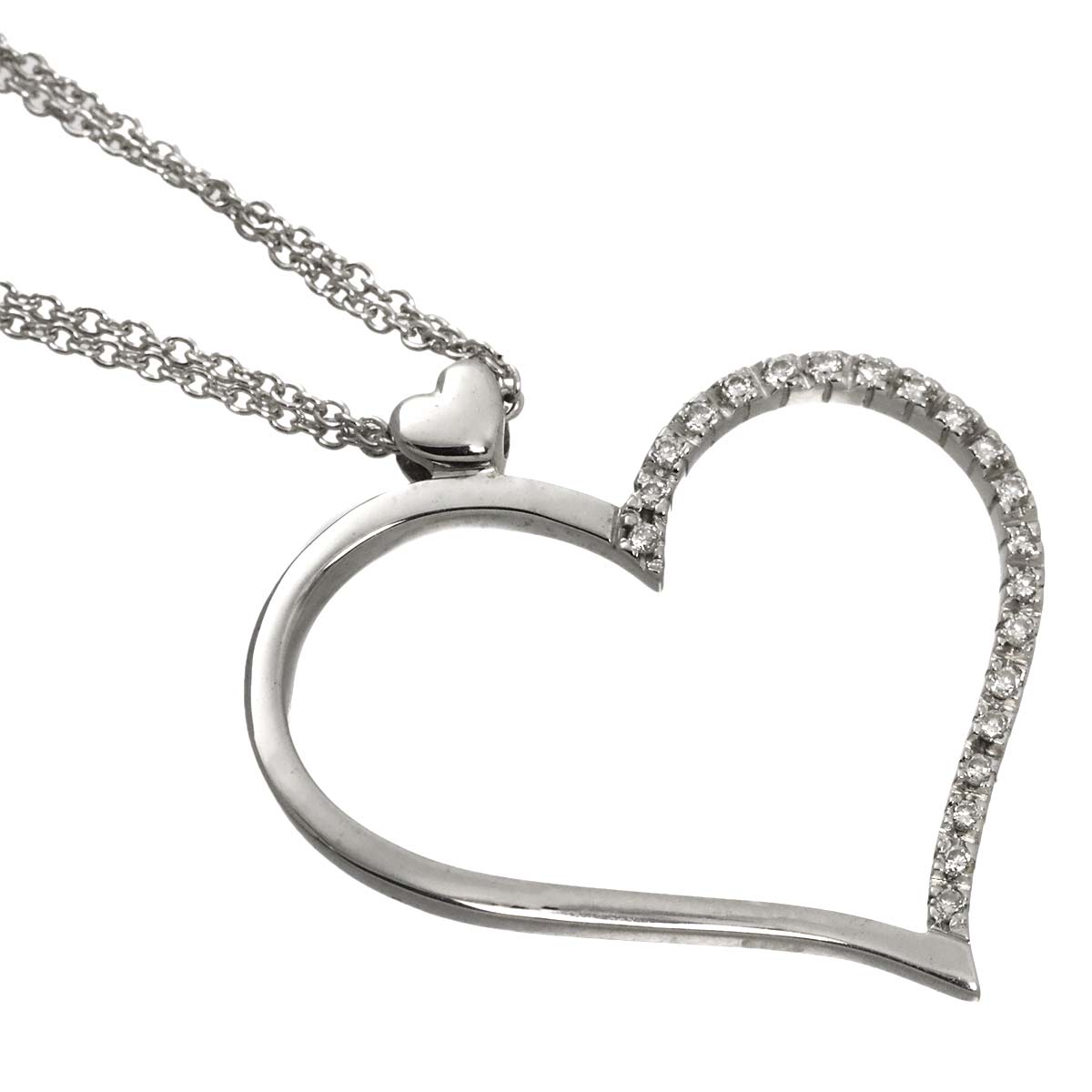 Heart Motif Diamond 0.15ct Necklace 18K White Gold 750