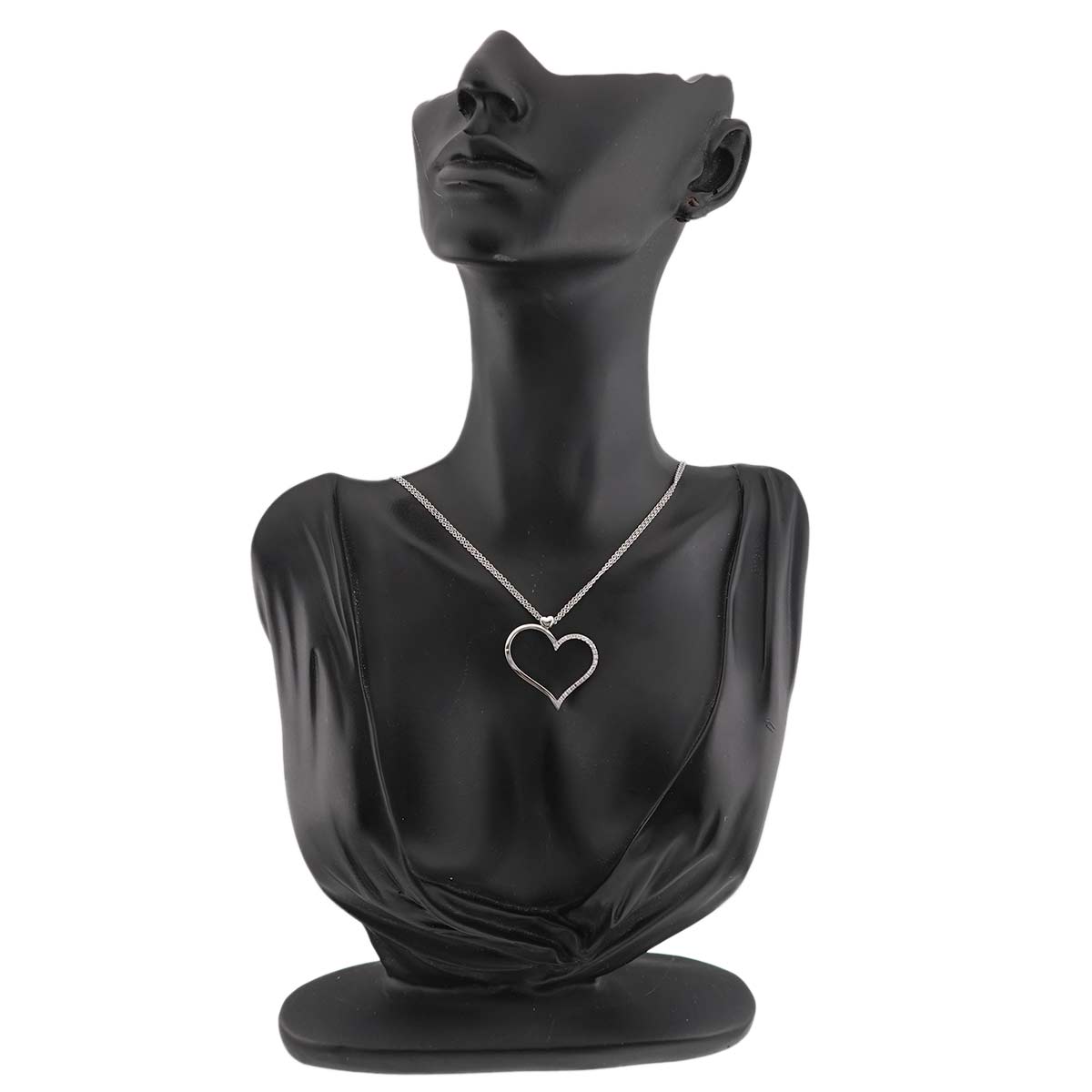 Heart Motif Diamond 0.15ct Necklace 18K White Gold 750