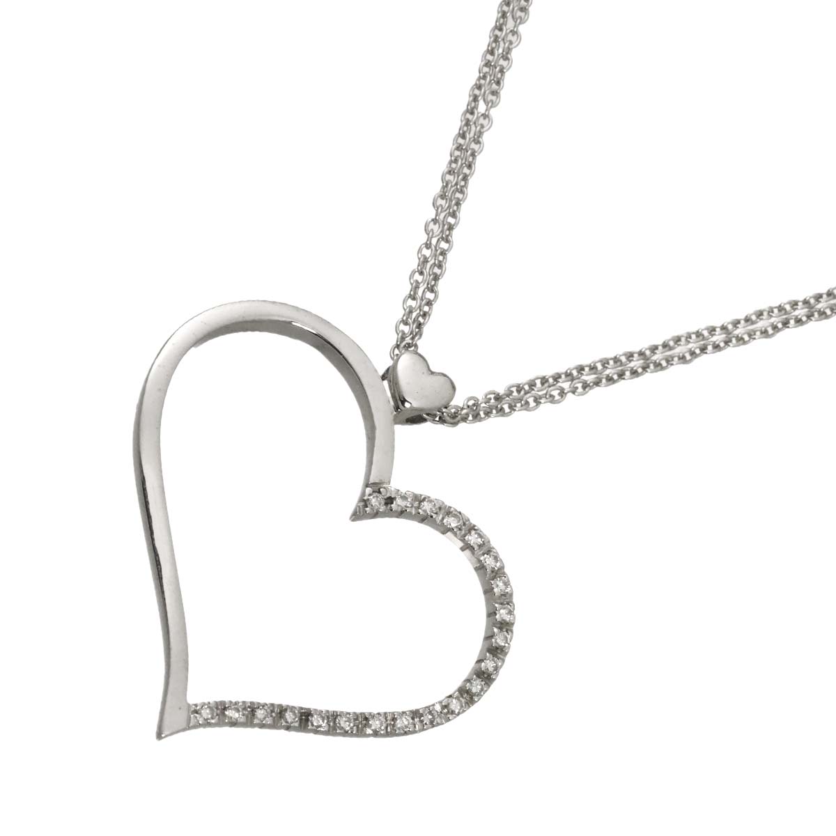 Heart Motif Diamond 0.15ct Necklace 18K White Gold 750