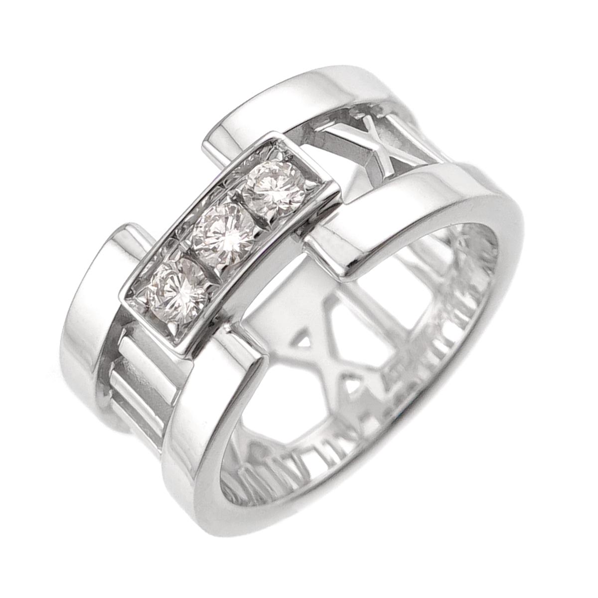 Atlas Diamond Ring 18K White Gold 750 size3.75-4(US)