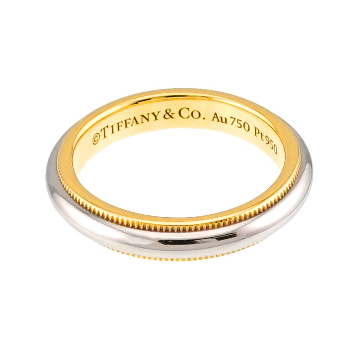 Milgrain Band Ring 18K 750 YG Pt Platinum Size4.75-5(US)