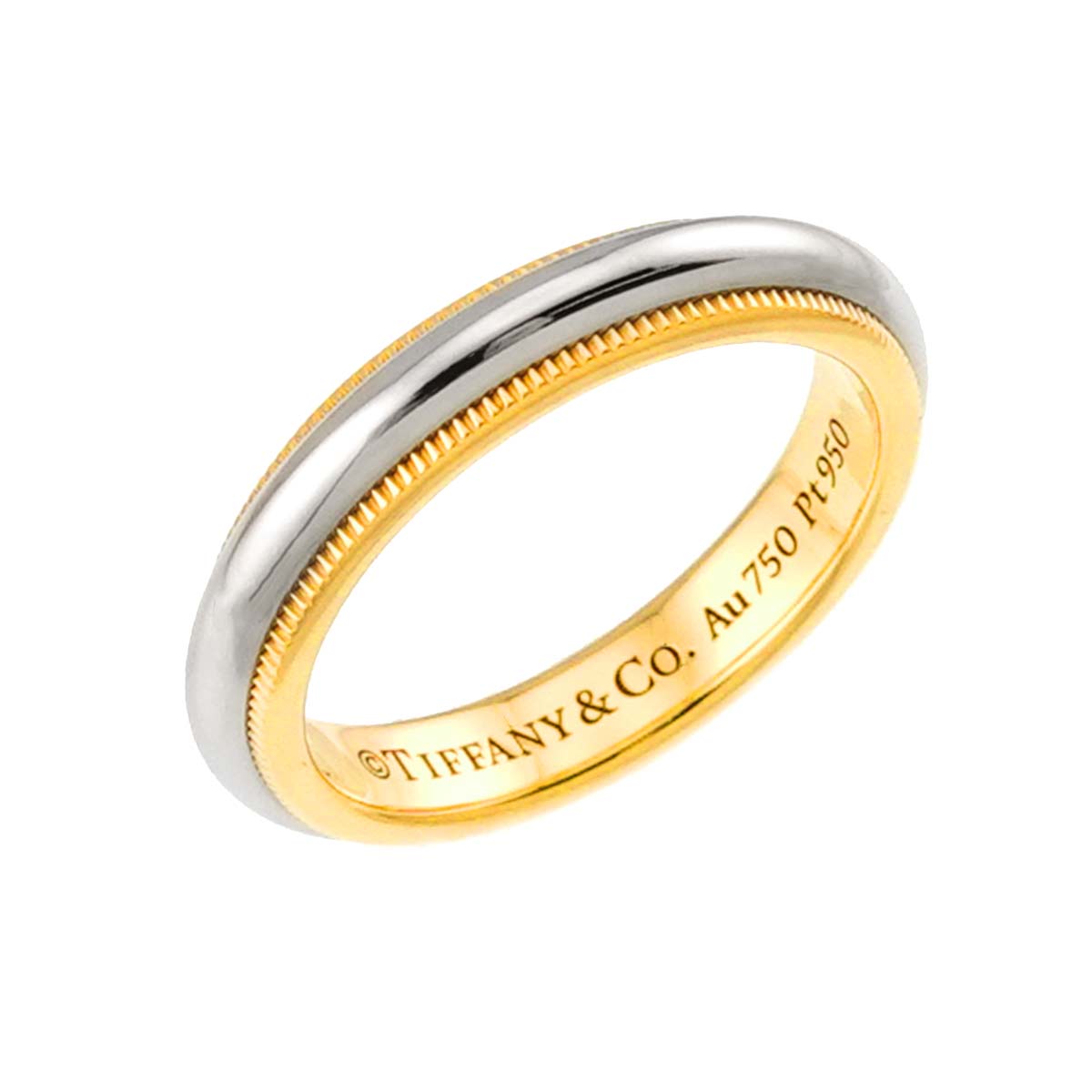Milgrain Band Ring 18K 750 YG Pt Platinum Size4.75-5(US)