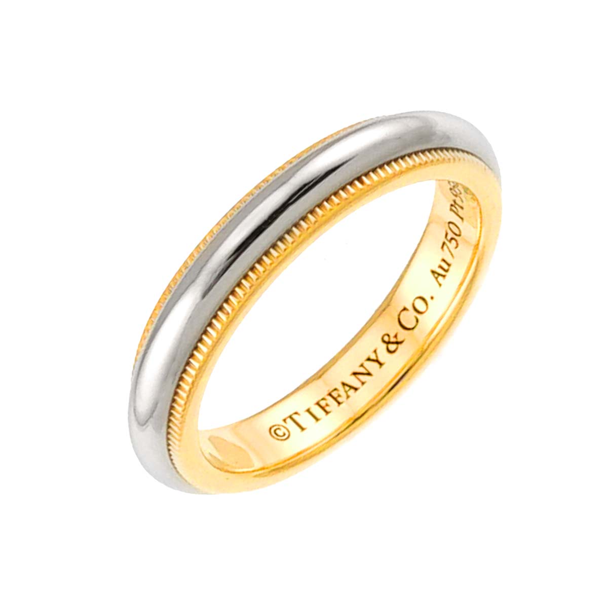 Milgrain Band Ring 18K 750 YG Pt Platinum Size4.75-5(US)