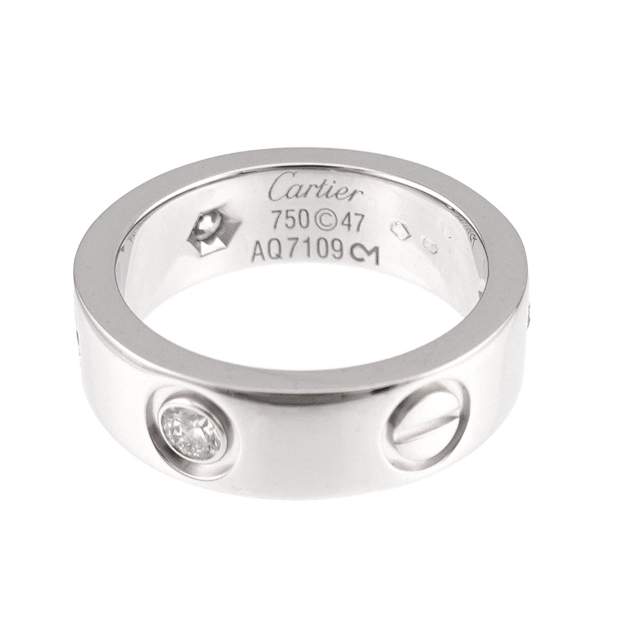 Love Ring Half Diamond 3P 18K WG 750 size47 4(US)