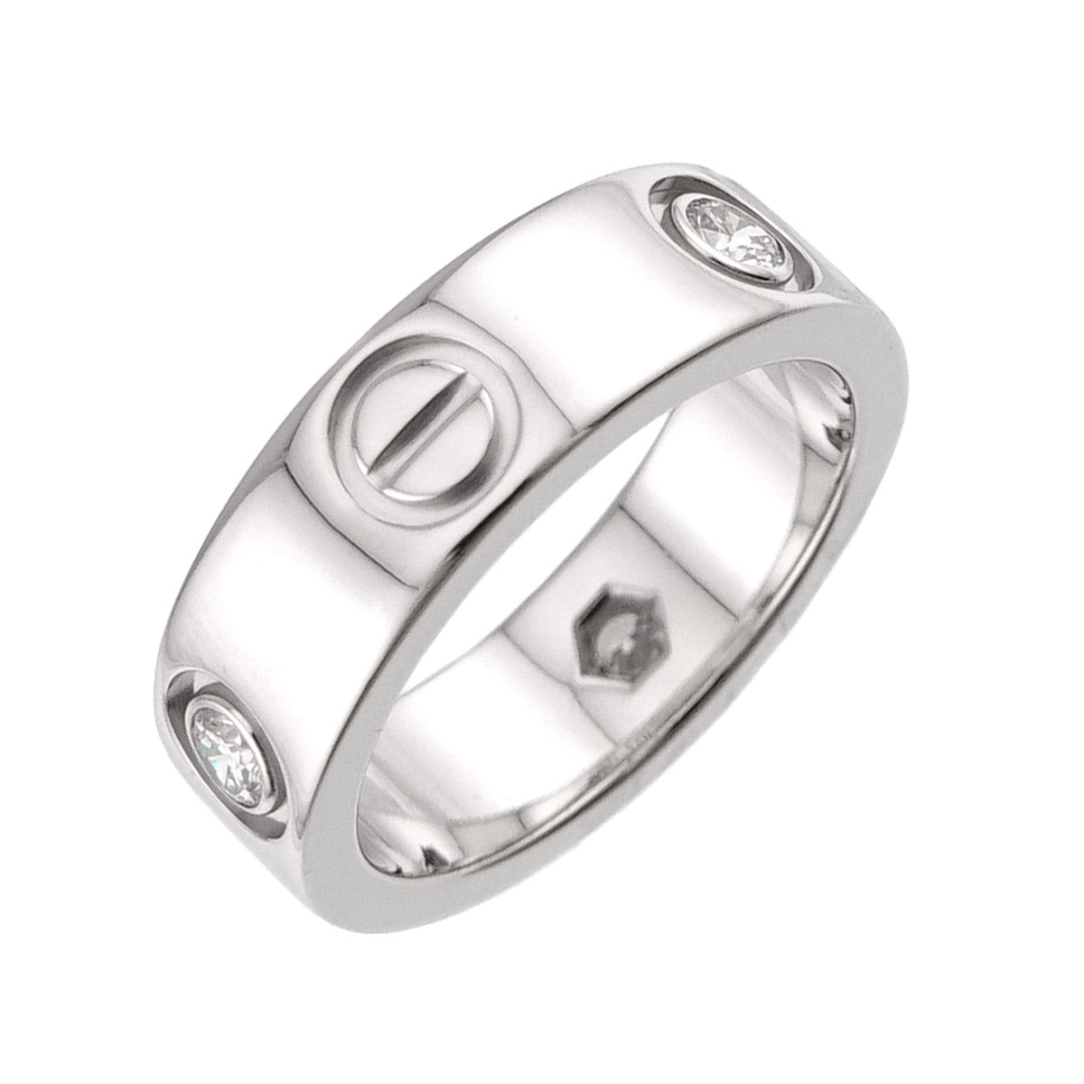 Love Ring Half Diamond 3P 18K WG 750 size47 4(US)