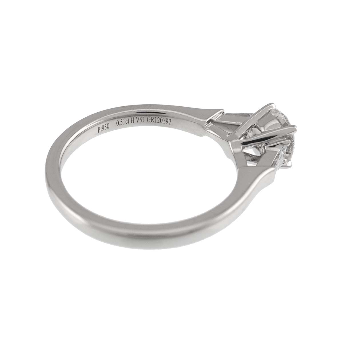 Diamond 0.51ct H/VS1/3EX Ring Pt Platinum Size4.5(US)