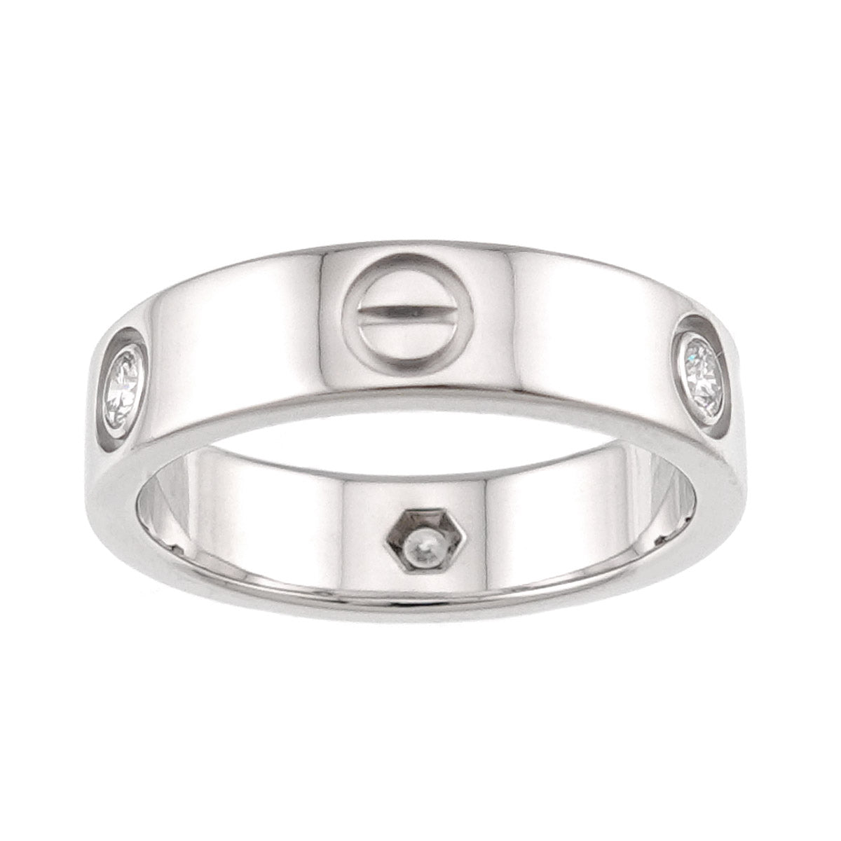 Love Ring Half Diamond 3P 18K White Gold 750 size58 8.25(US)
