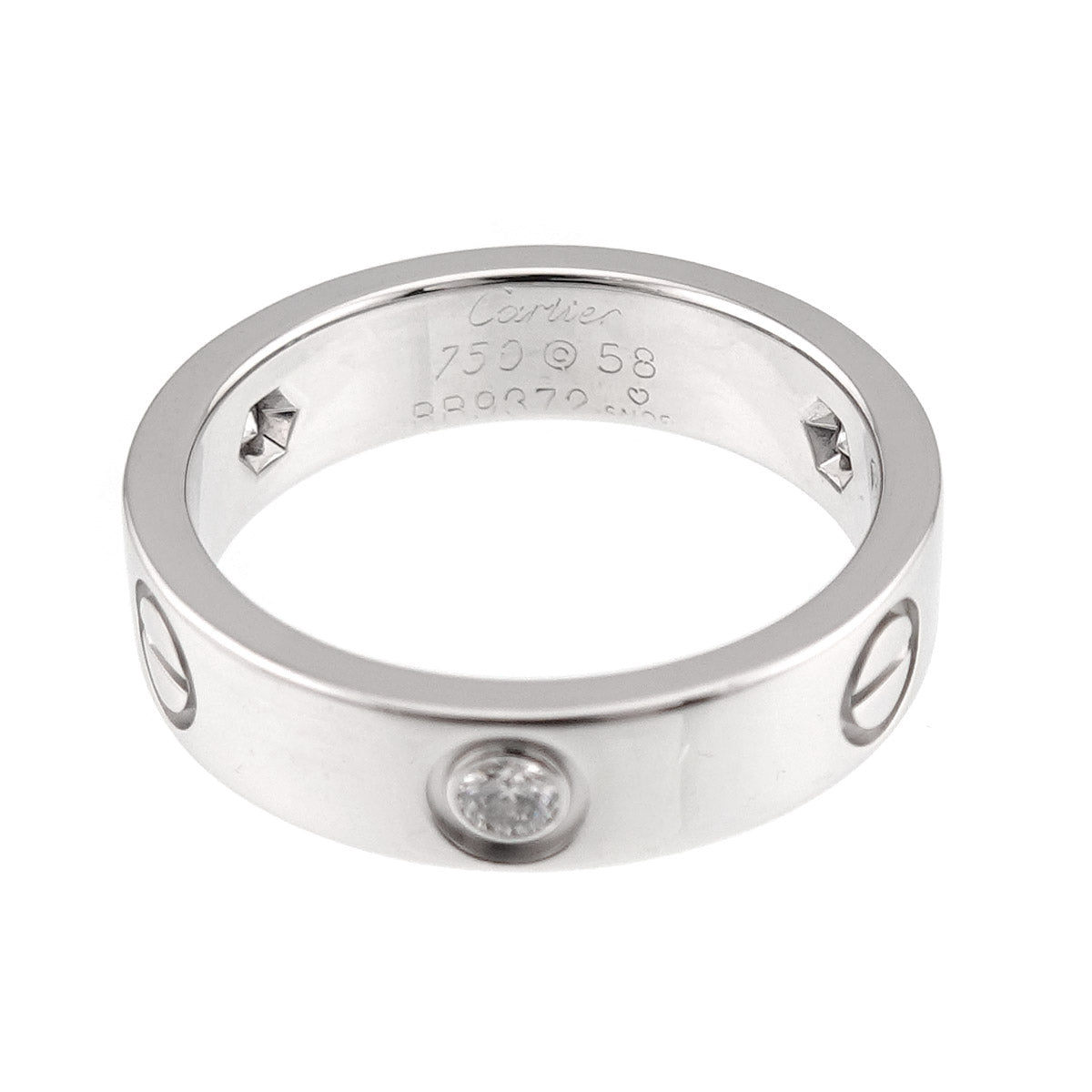 Love Ring Half Diamond 3P 18K White Gold 750 size58 8.25(US)