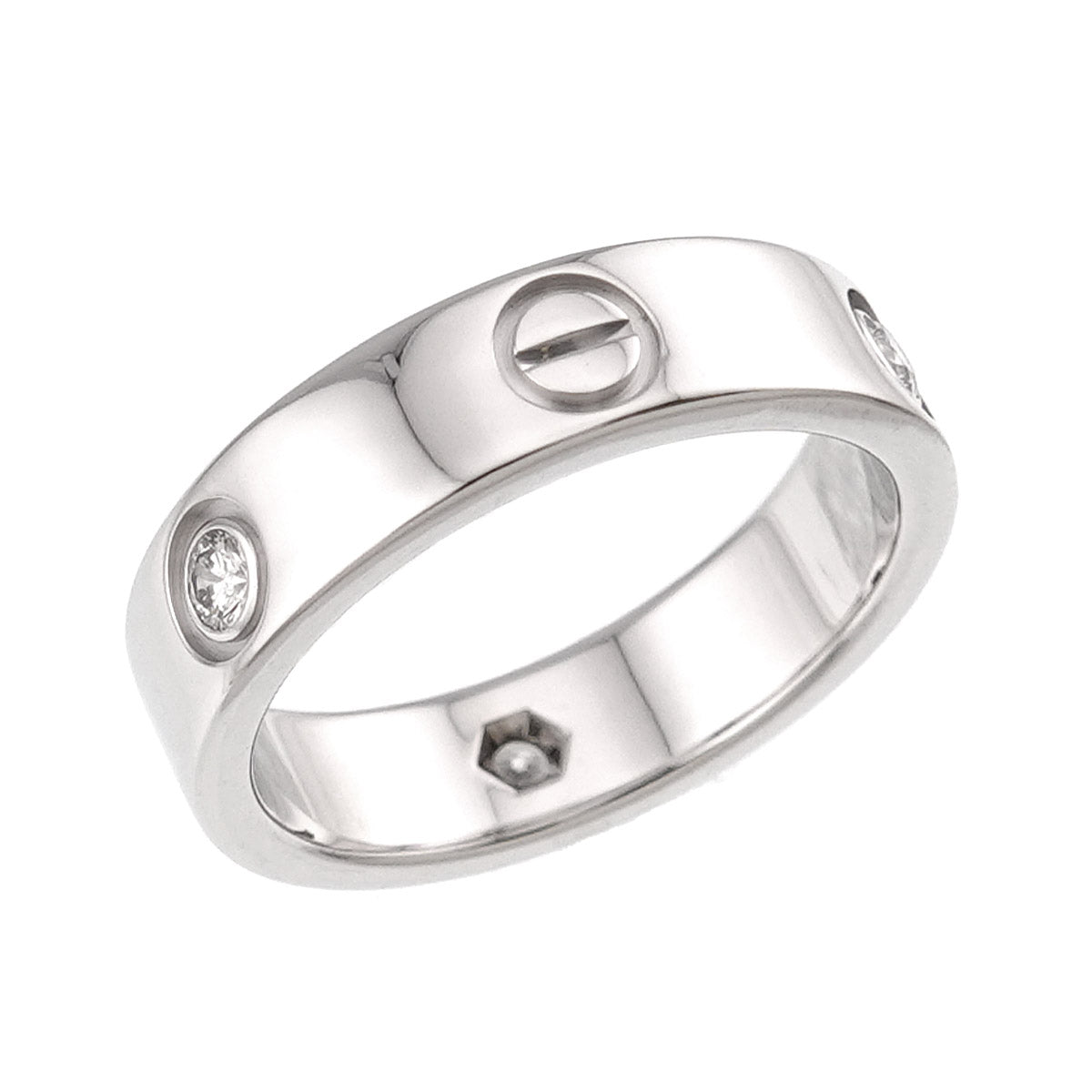Love Ring Half Diamond 3P 18K White Gold 750 size58 8.25(US)