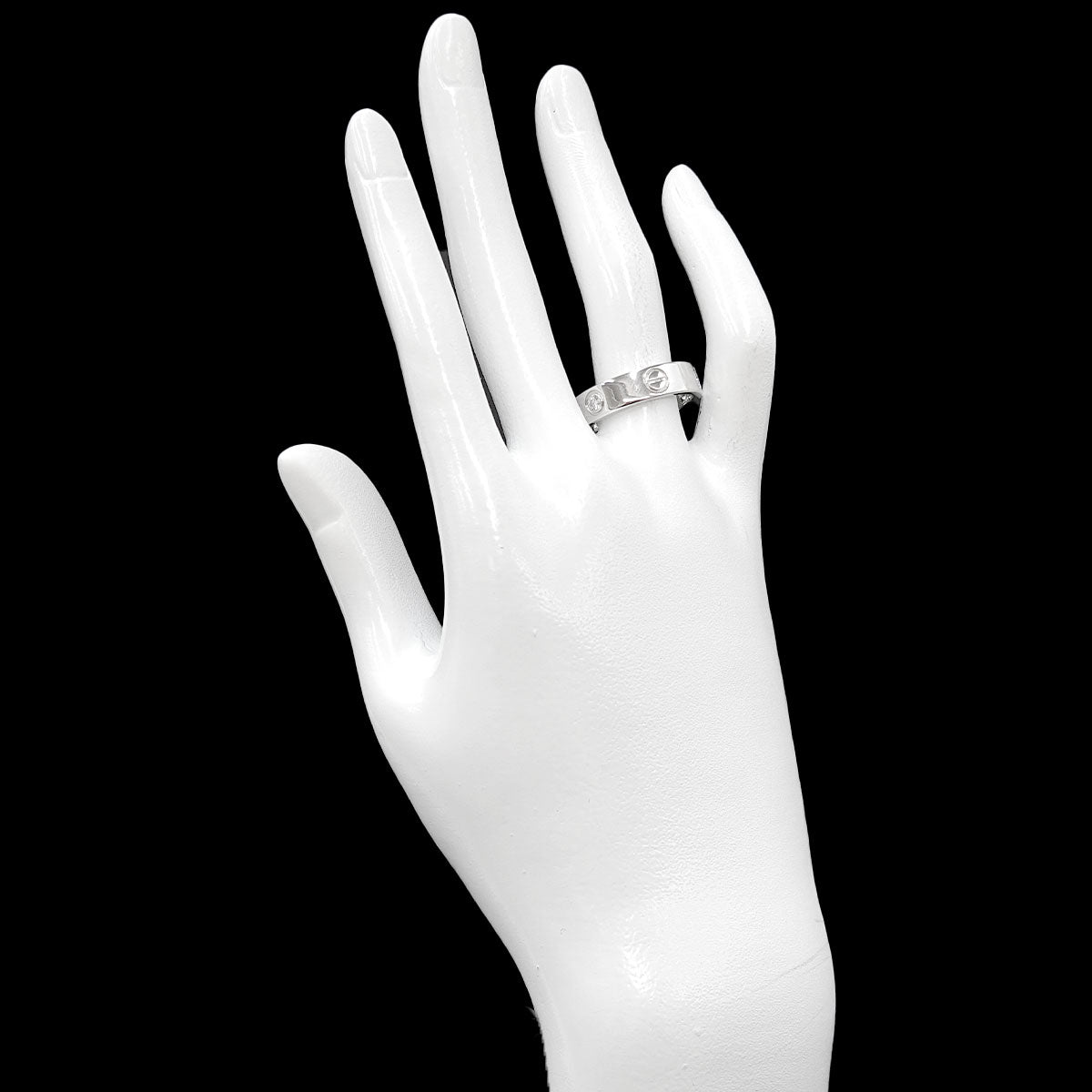 Love Ring Half Diamond 3P 18K White Gold 750 size58 8.25(US)