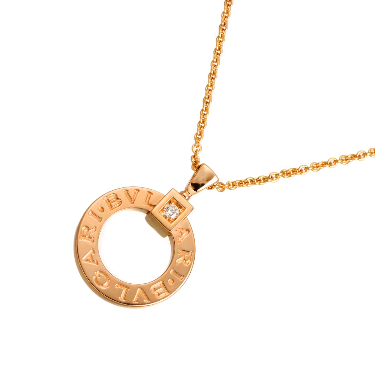 Double Logo Necklace Diamond 18K Pink Gold 750