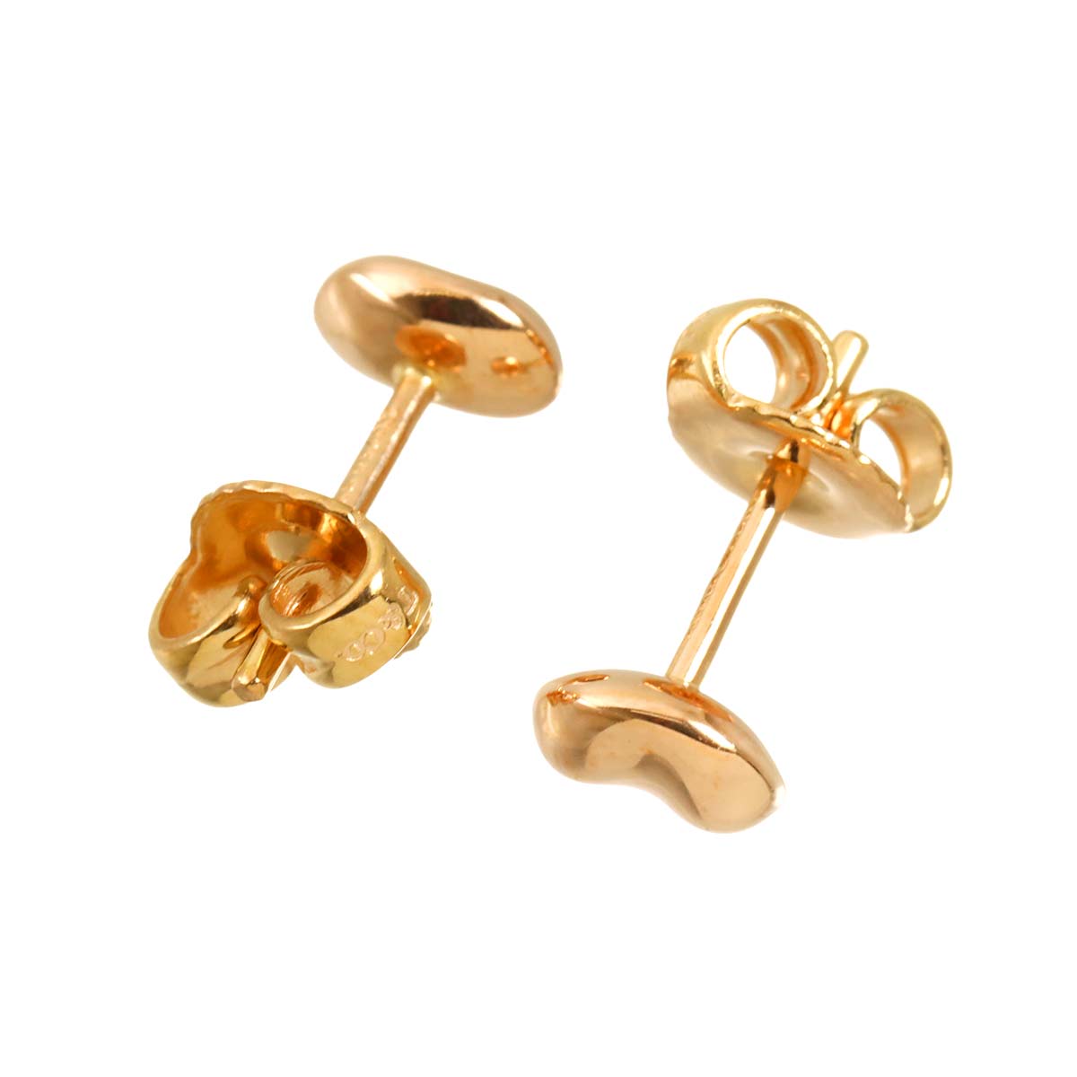 Bean Earrings Pierced 18K Pink Gold 750