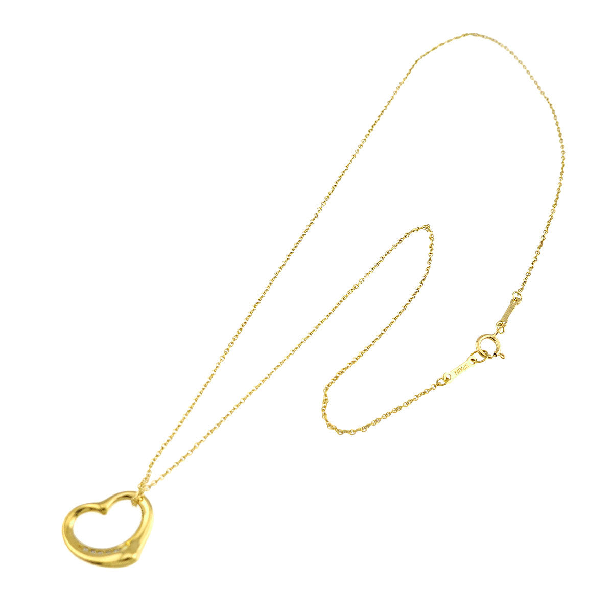 Open Heart Diamond Necklace 18K Yellow Gold 750