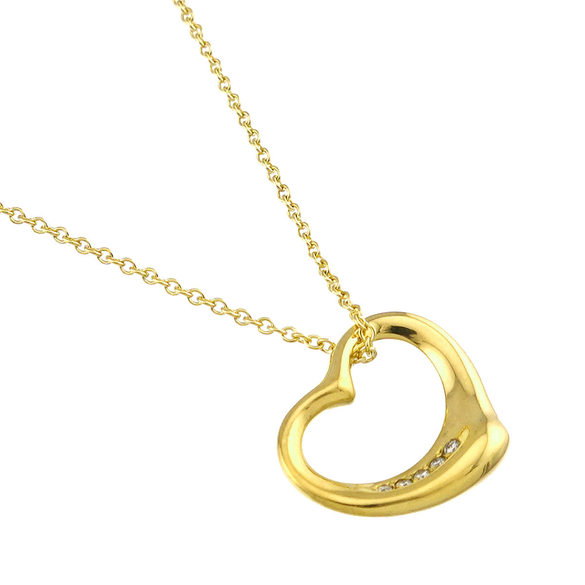 Open Heart Diamond Necklace 18K Yellow Gold 750