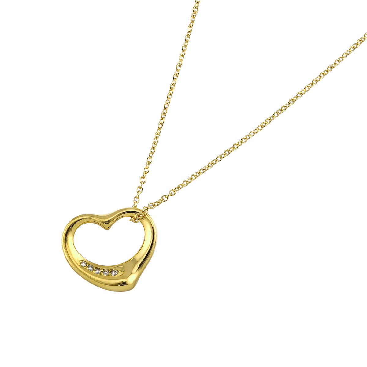 Open Heart Diamond Necklace 18K Yellow Gold 750