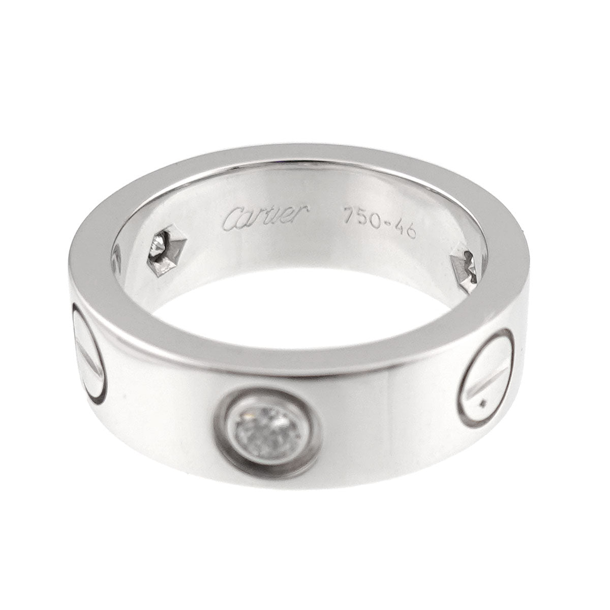 Love Ring Diamond 3P 18K White Gold 750 size46 3.75(US)