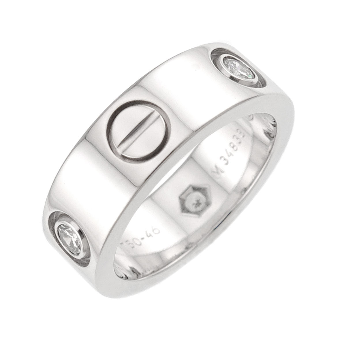 Love Ring Diamond 3P 18K White Gold 750 size46 3.75(US)