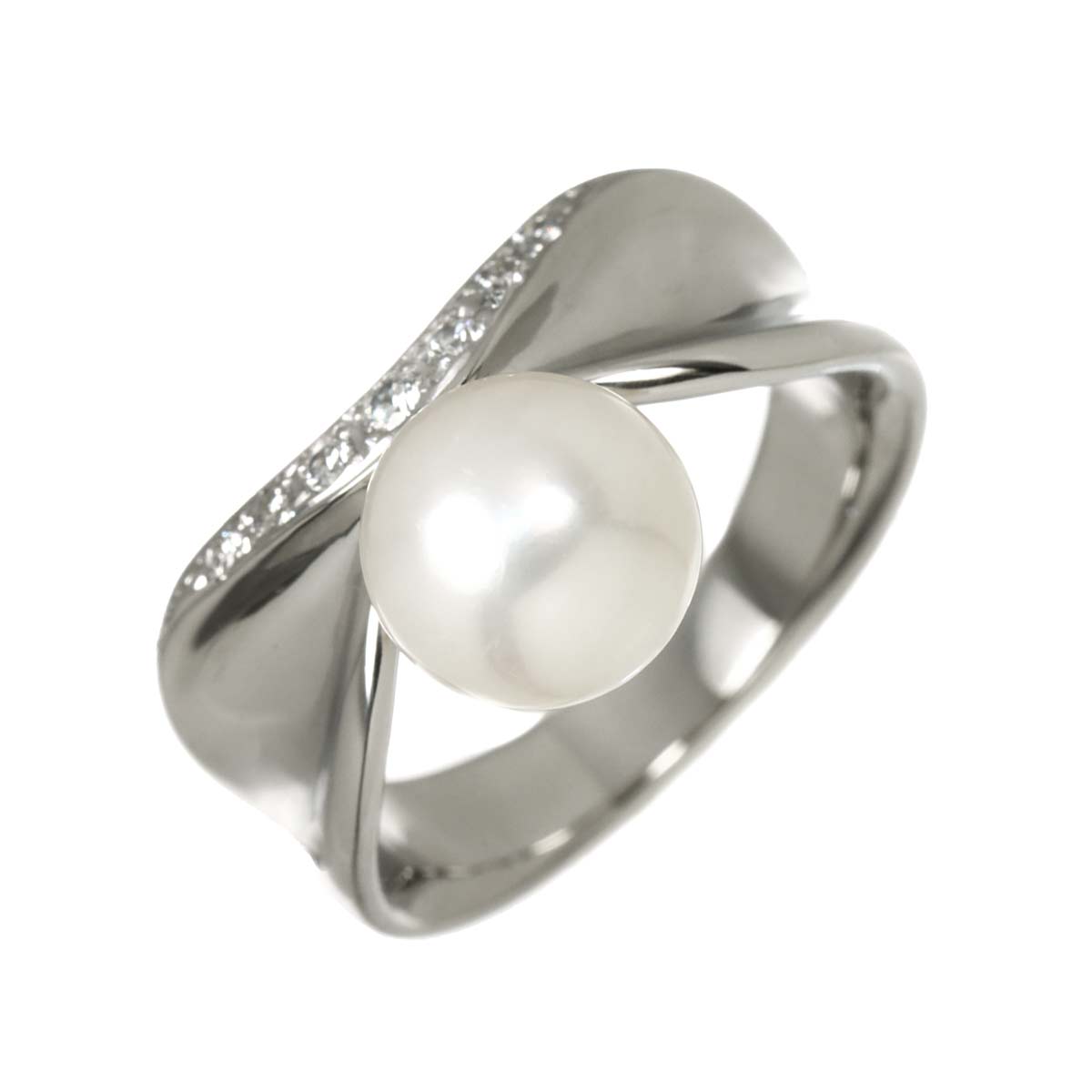 Akoya Pearl 8.0mm Diamond Ring Platinum size4.5(US)